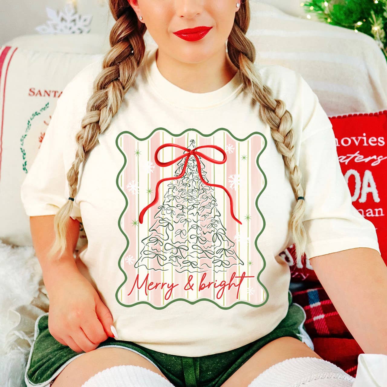 Whimsical Merry & Bright Tee Hoodie, Sweatshirt | PodTeesHub.com