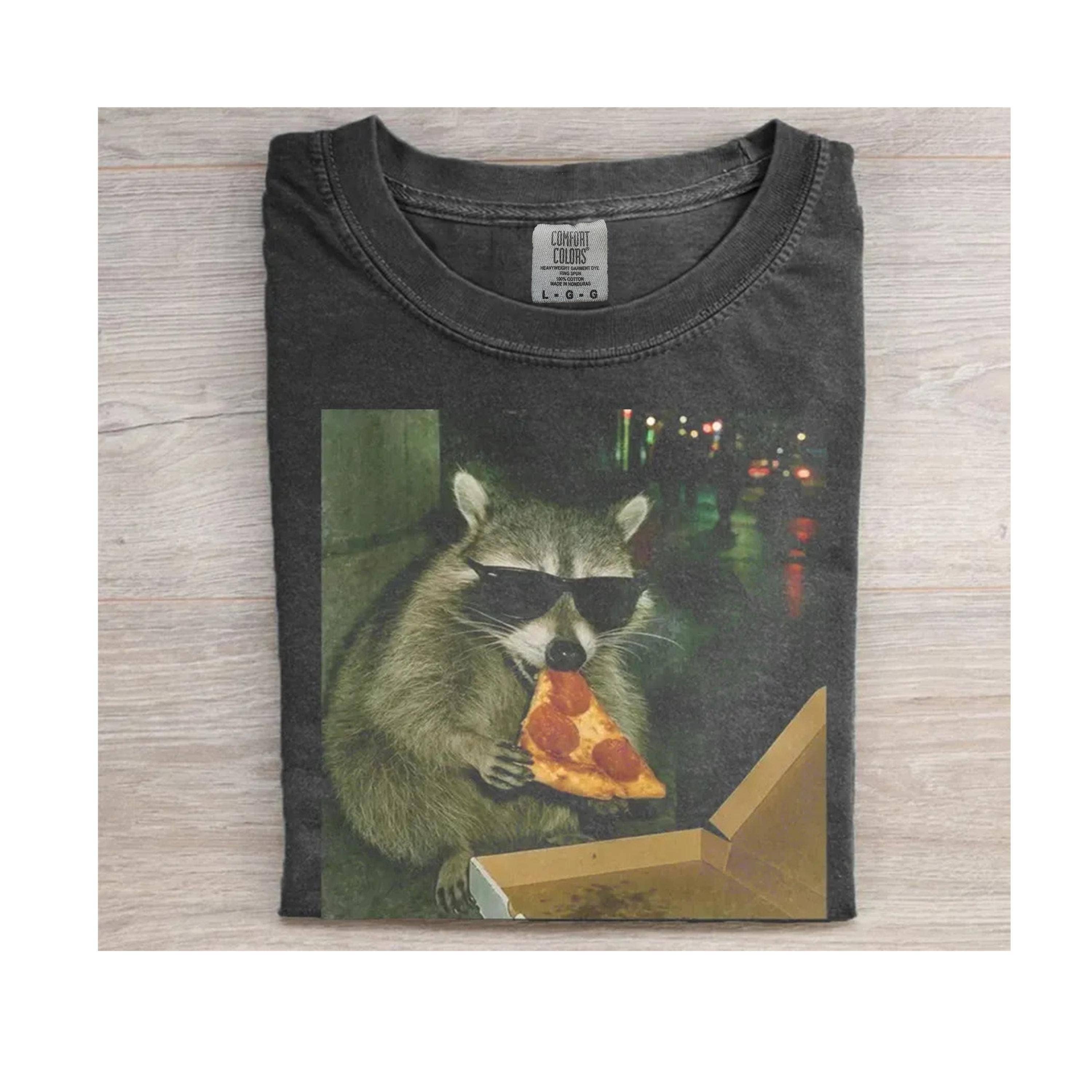 Raccoon Pizza Party Funny Graphic Tee Novelty Shirt Hoodie, Sweatshirt | PodTeesHub.com