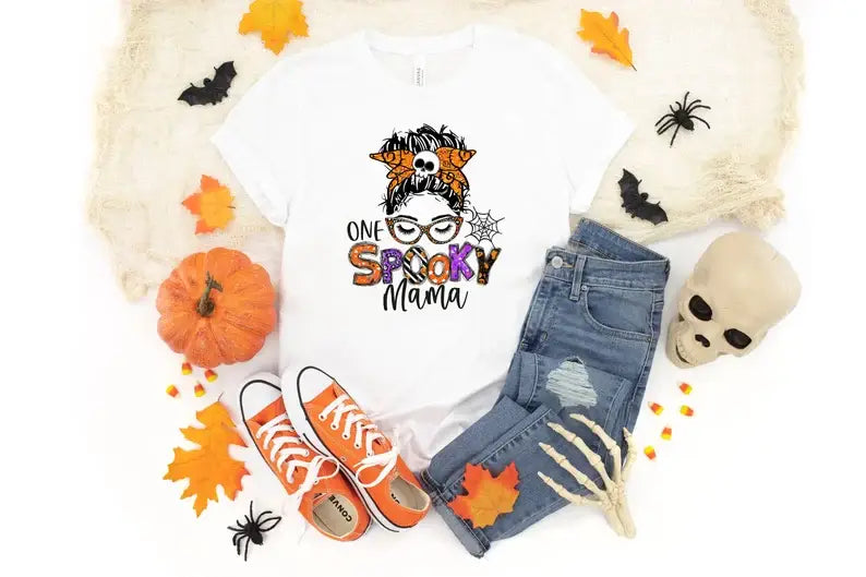 One Spooky Mama T-Shirt Hoodie, Sweatshirt | PodTeesHub.com