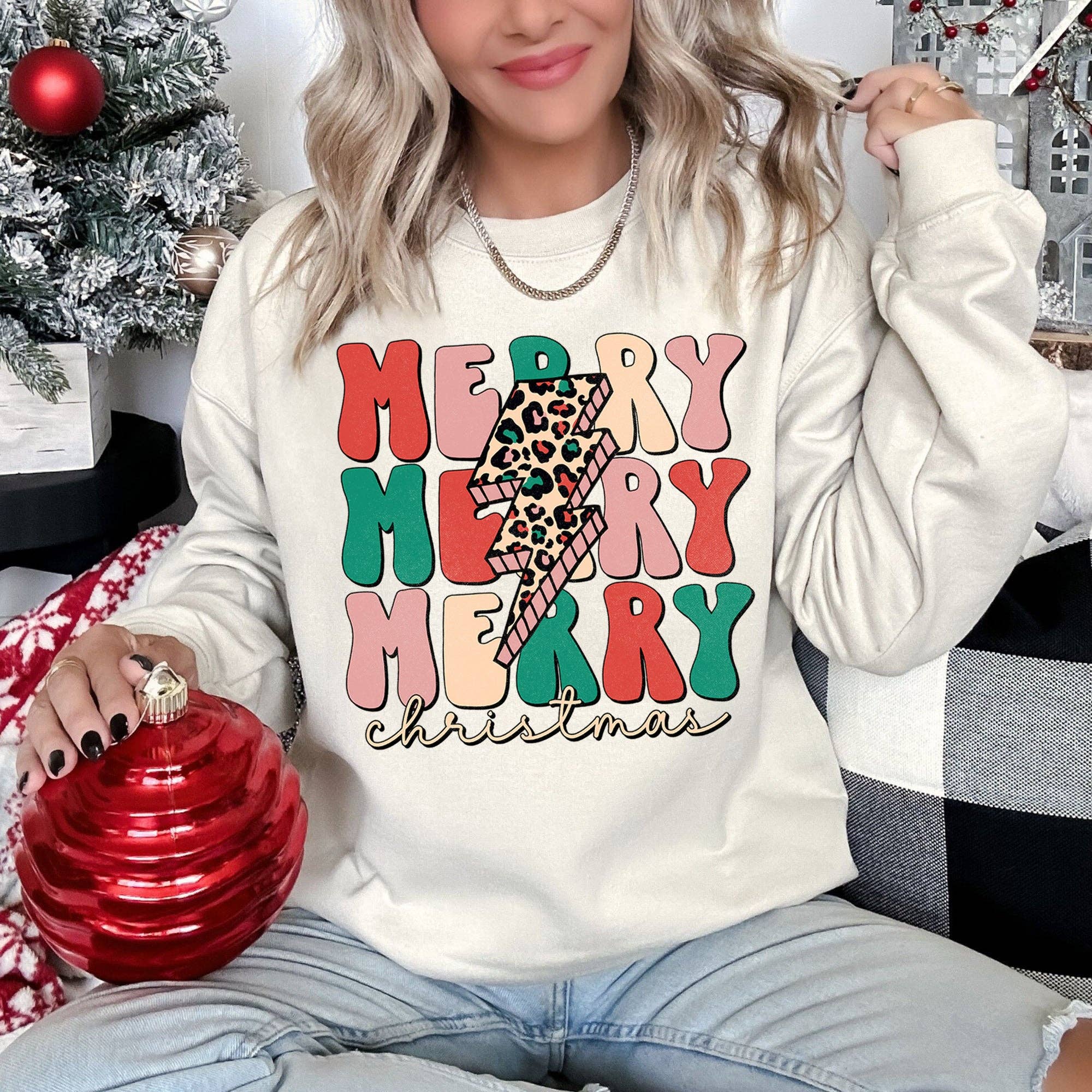 Merry Christmas Retro, Leopard Print Sweatshirt T-Shirts, Hoodie | PodTeesHub.com