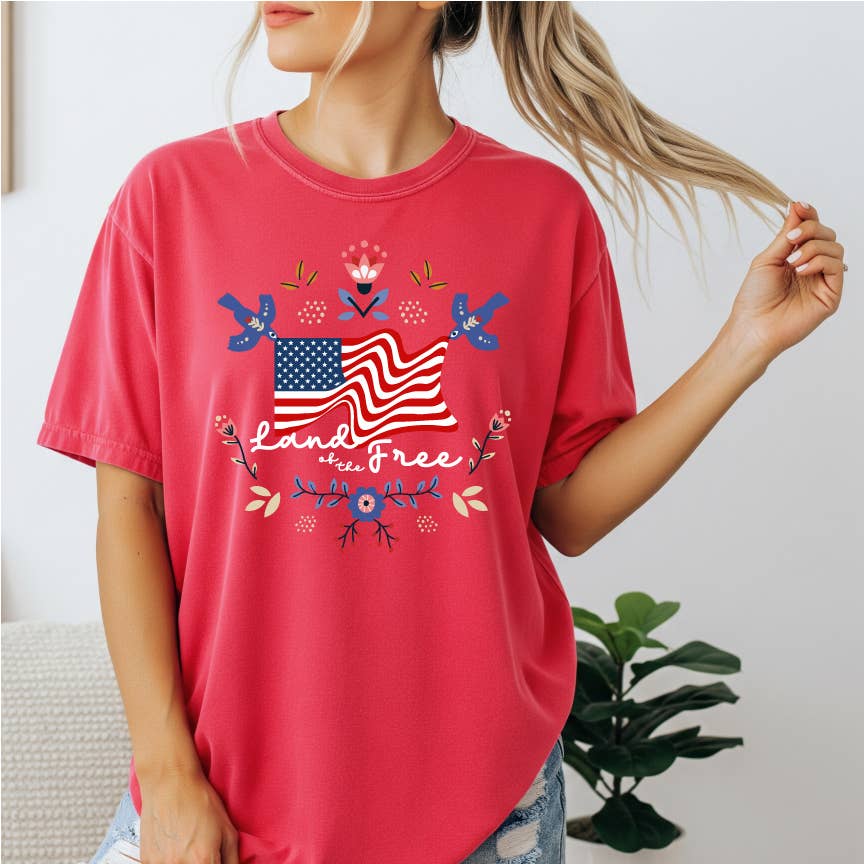 Land of the Free Premium Poppy T-Shirt Hoodie, Sweatshirt | PodTeesHub.com