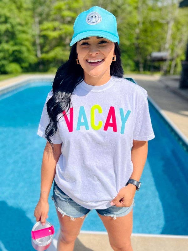 Vacay Neon Multi Colored Puff Tee Hoodie, Sweatshirt | PodTeesHub.com