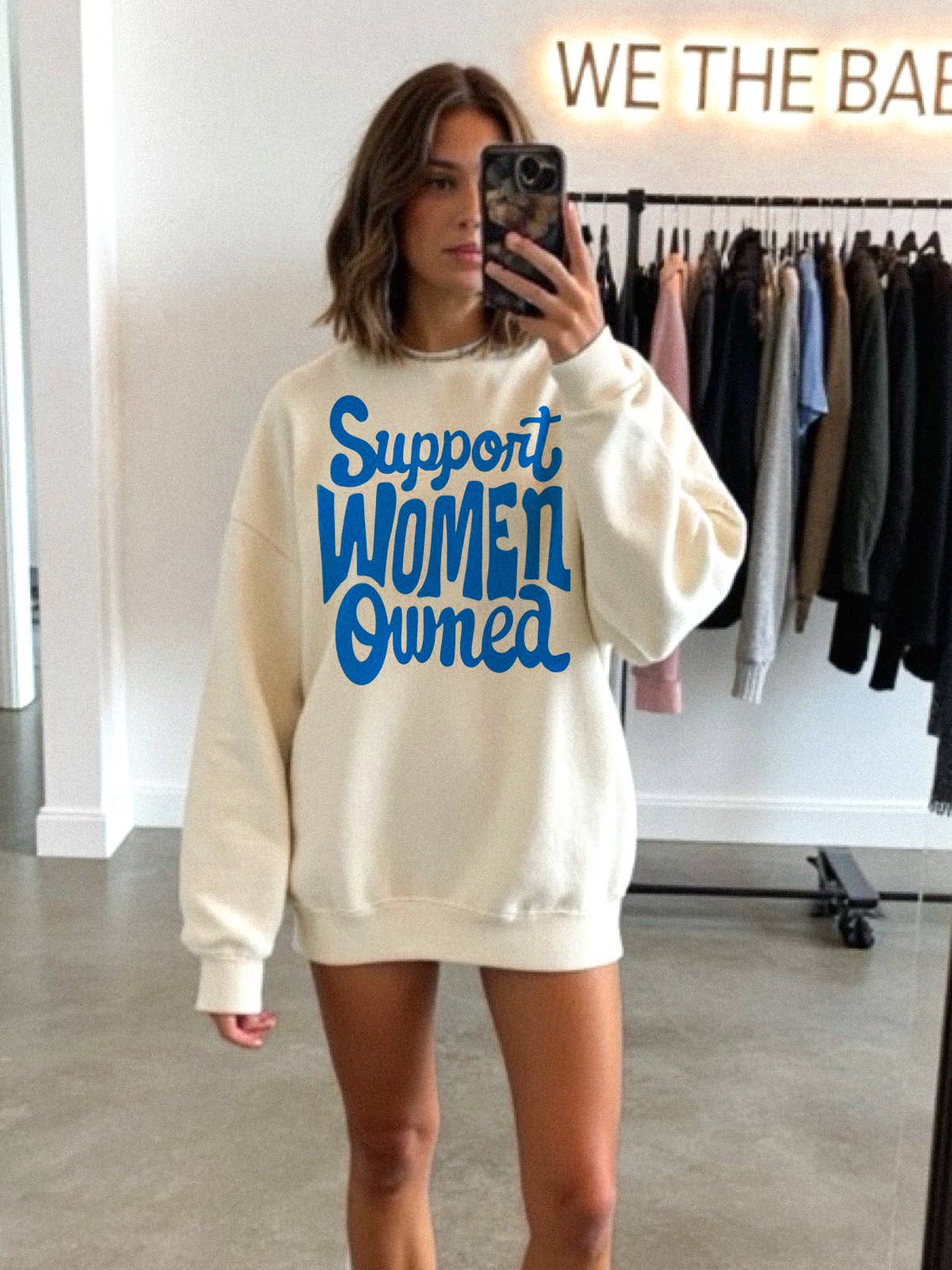 Support Woman Owned Graphic Sweatshirt - Vanilla T-Shirts, Hoodie | PodTeesHub.com