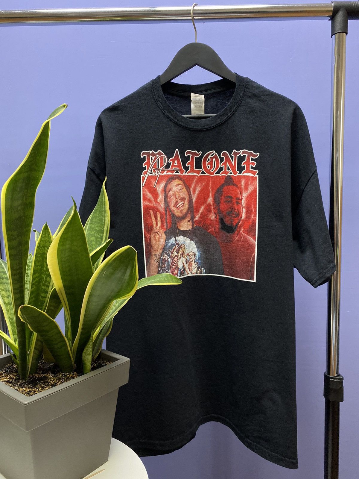Rap Tees Post Malone Rap T Shirt Rockstar Men S Xxl Black Hip Hop Tee Hoodie, Sweatshirt | PodTeesHub.com