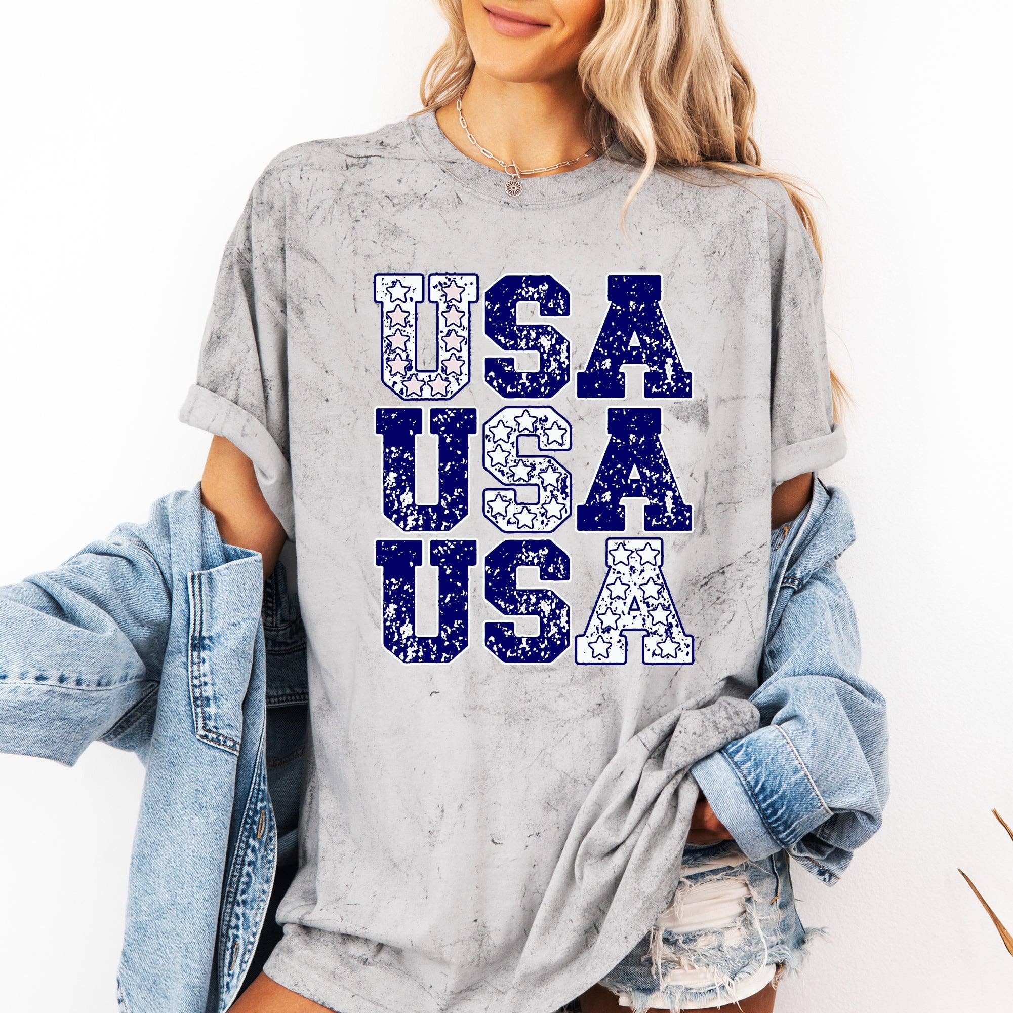USA, America, Stars, Blue, 4th of July, Color Blast Tshirt Hoodie, Sweatshirt | PodTeesHub.com