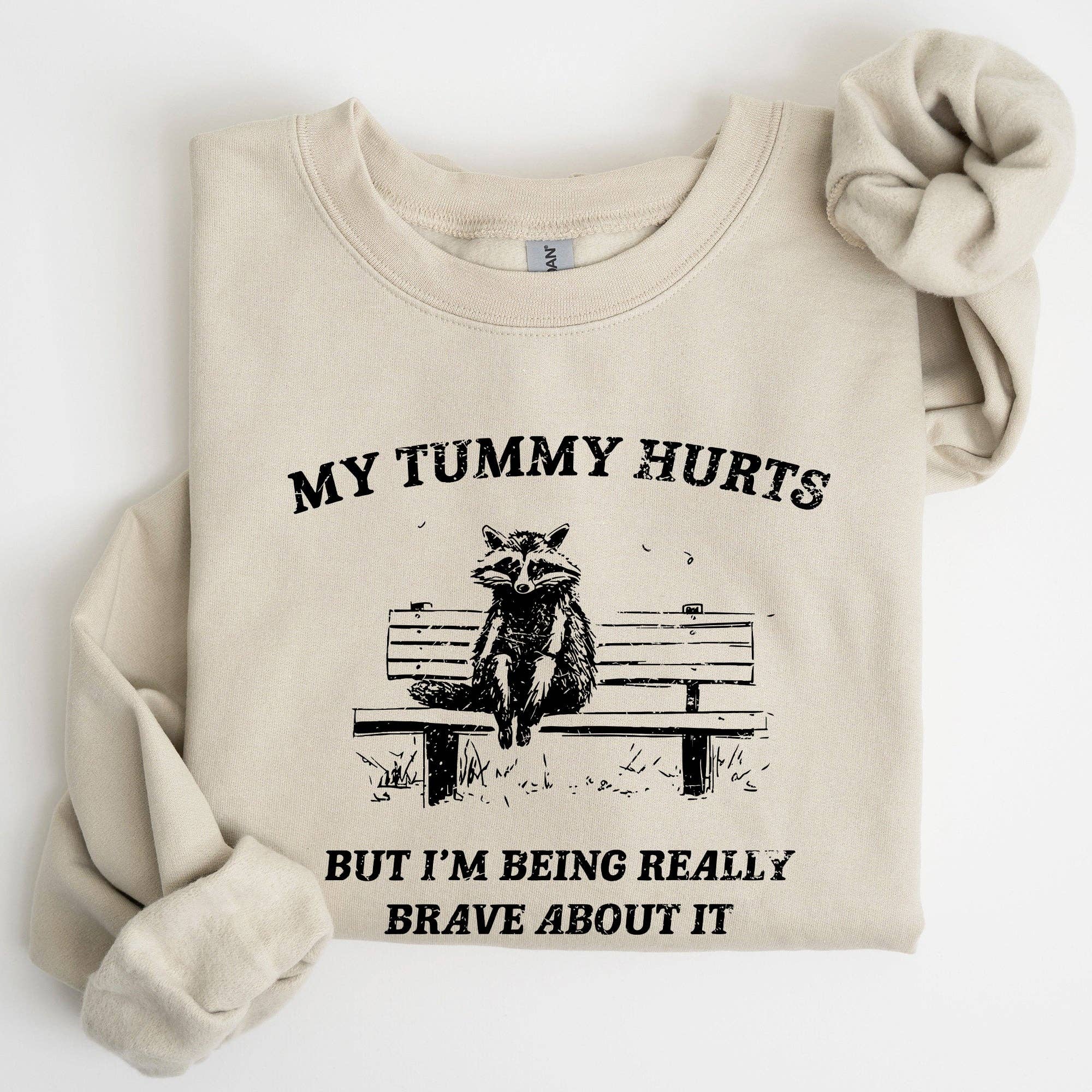 My Tummy Hurts, Raccoon, Meme, Aesthetic, Funny Sweatshirt T-Shirts, Hoodie | PodTeesHub.com