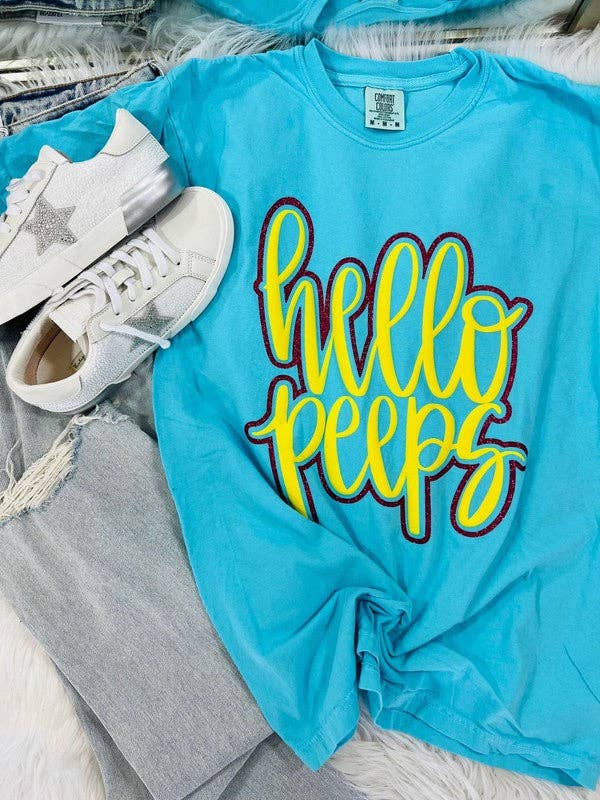 Hello Peeps Double Vinyl Puff/Glitter Combo Tee Hoodie, Sweatshirt | PodTeesHub.com