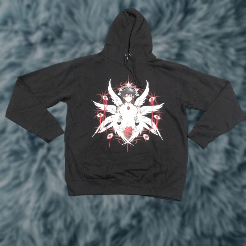 Vintage Independent Trading Company Hoodie Mens Large Black Graphic Anime Angel Gothic T-Shirts, Sweatshirt | PodTeesHub.com