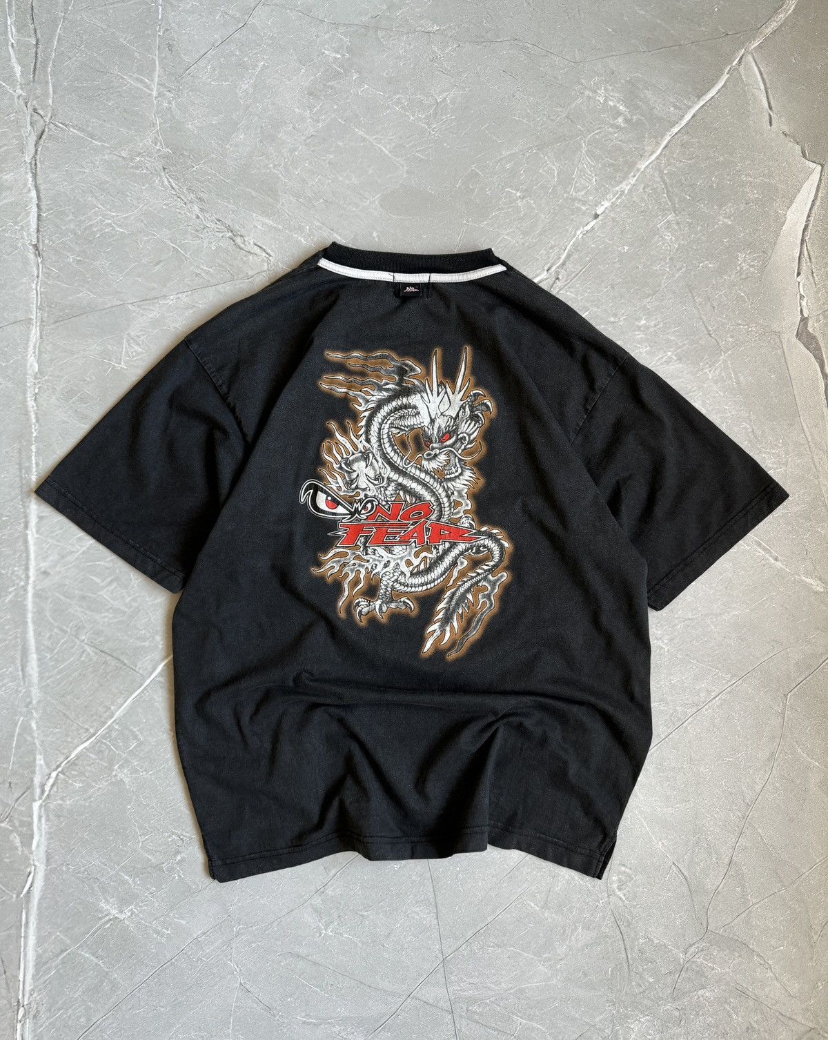 No Fear 90s Vintage No Fear Dragon Logo Black Washed Tee Hoodie, Sweatshirt | PodTeesHub.com