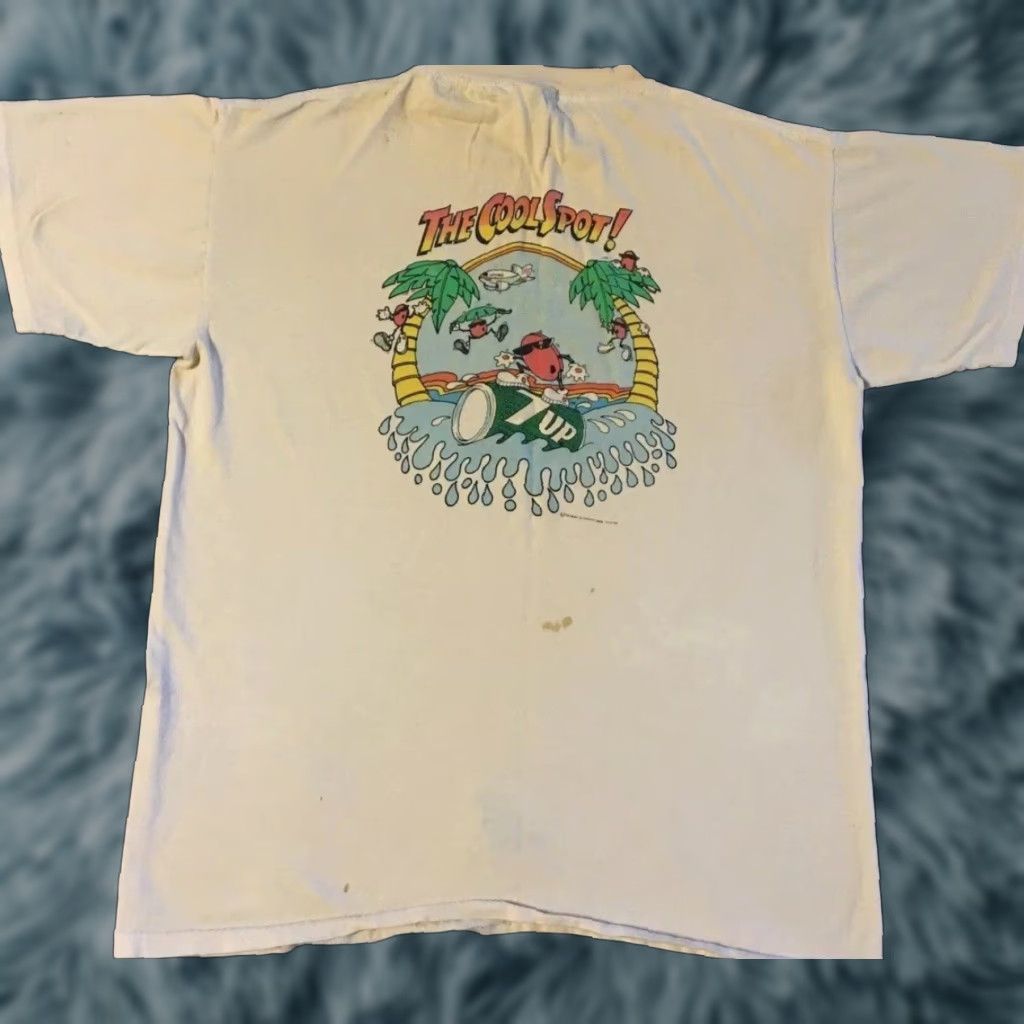 Thrasher Vintage 90s 7up Thrashed Faded Promo Shirt M White Crew Neck Short Sleeve Graphic Tee Men D Hoodie, Sweatshirt
