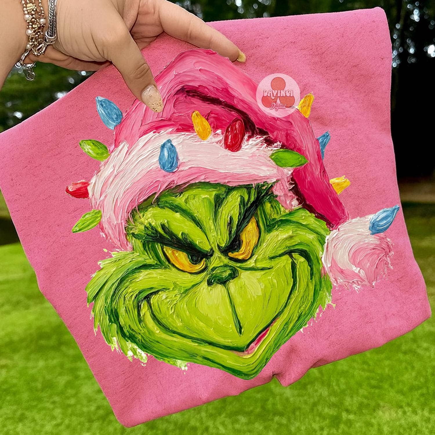 Hand Painted Grinch Christmas Lights Sweatshirt T-Shirts, Hoodie | PodTeesHub.com