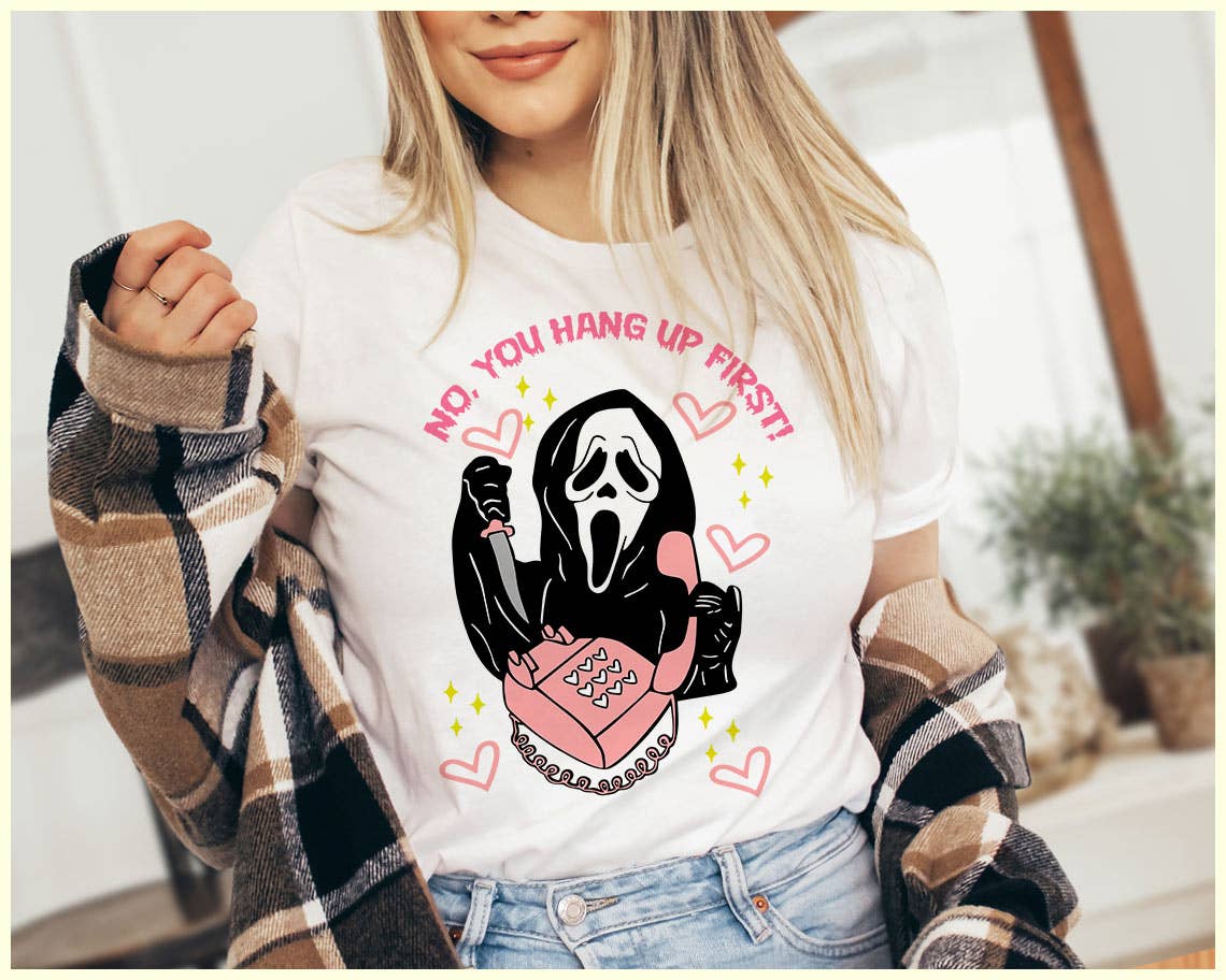 No You Hang Up First - Scream Halloween T-Shirt Hoodie, Sweatshirt | PodTeesHub.com