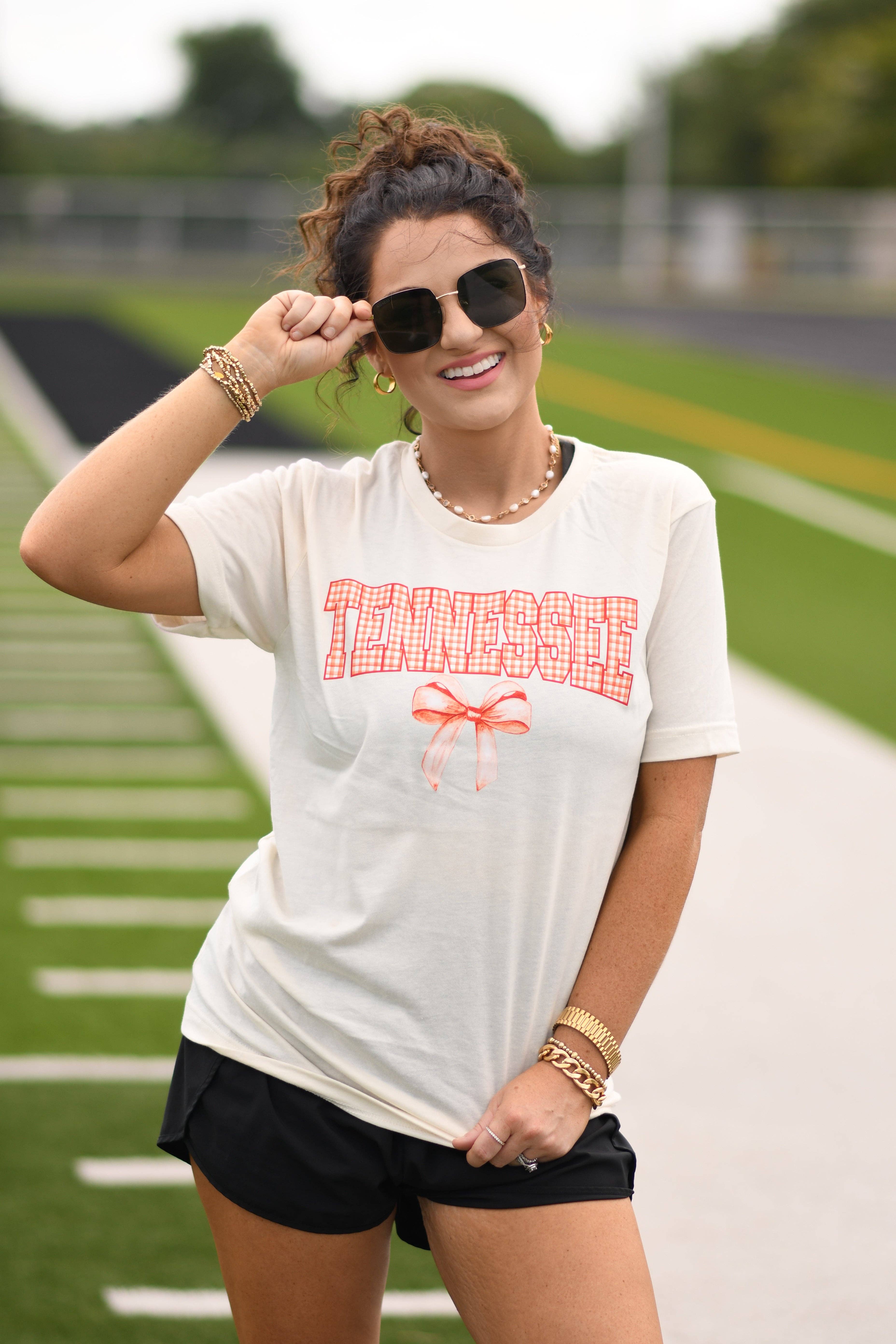 Tennessee Gingham Bow Tee Hoodie, Sweatshirt | PodTeesHub.com