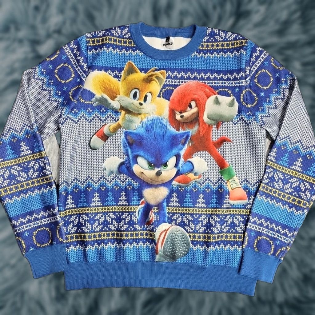 Vintage Sonic 3 Sweater Shadow Tokyo Mission Promotional Giveaway Christmas Shirt Pullover Men M Mul Hoodie, Sweatshirt