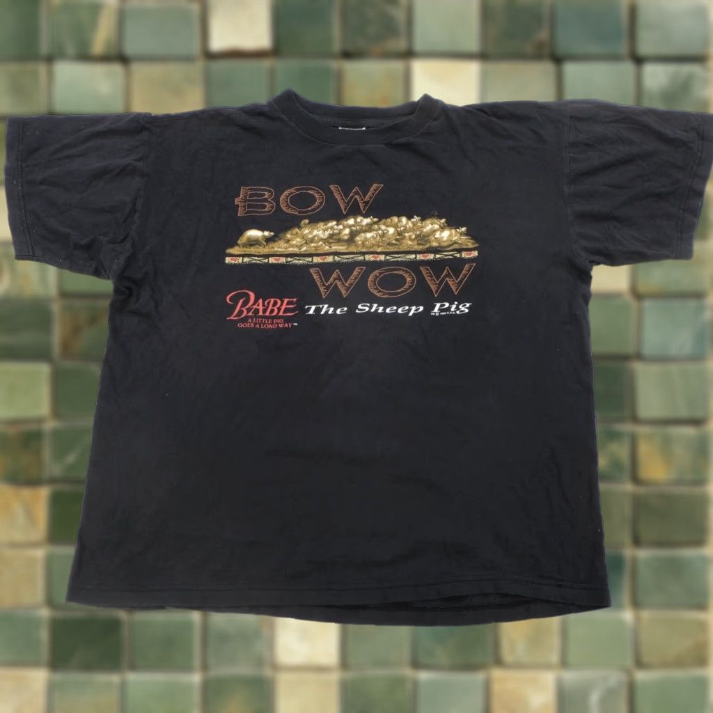 Vintage Rare Babe The Sheep Pig Bow Wow 1995 Film Promo T Shirt 90s Black Xl Mens Stock Pig Hoodie, Sweatshirt