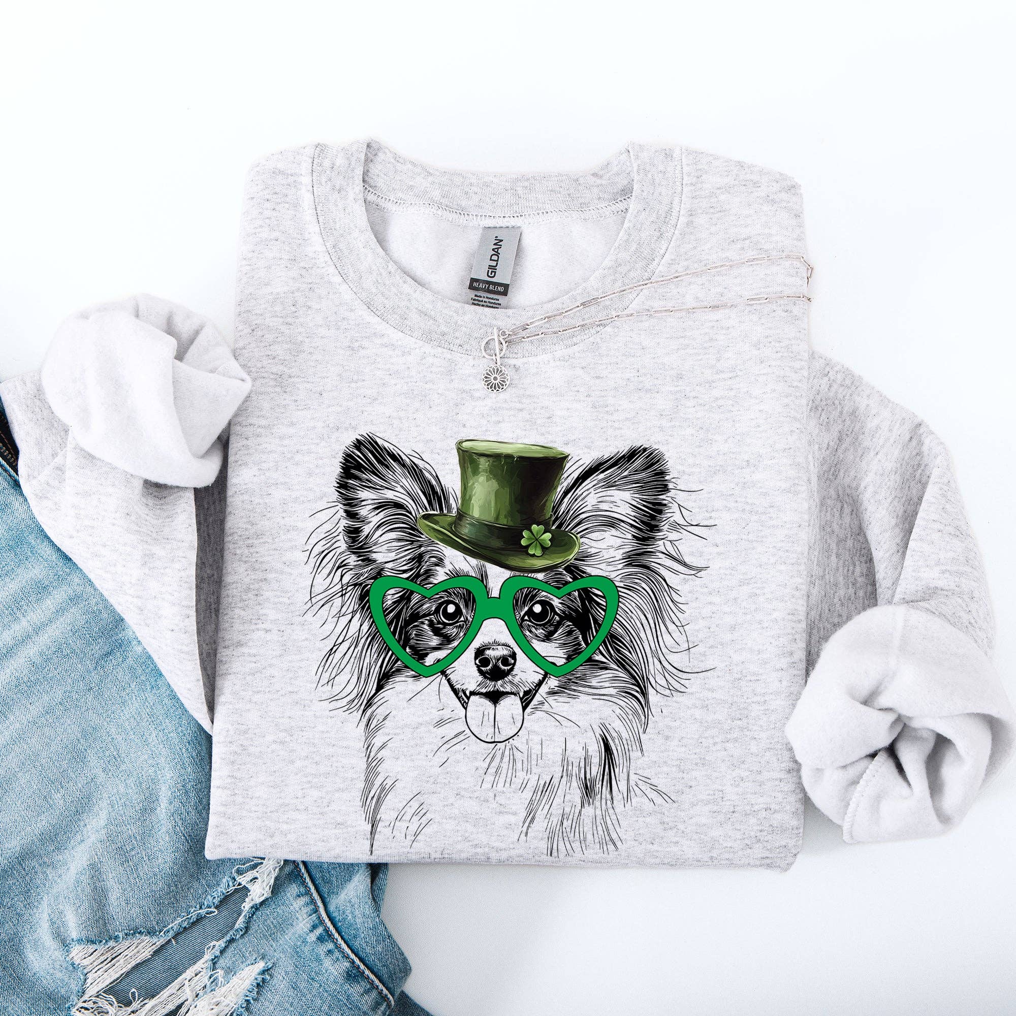 Papillon, Dog, St Patrick's Day, Lucky, Irish Sweatshirt T-Shirts, Hoodie | PodTeesHub.com
