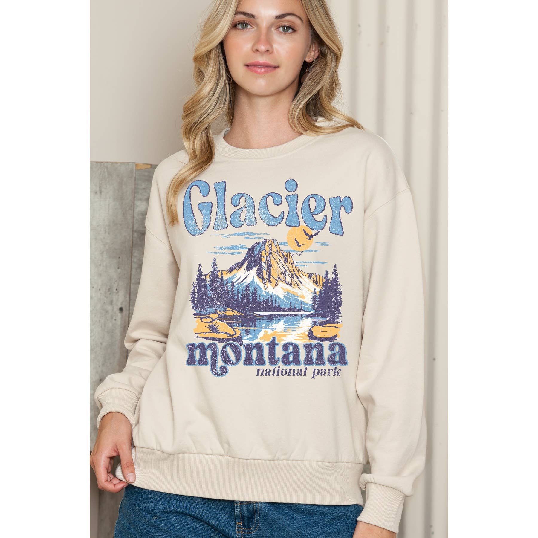 Glacier Montana National Park Crewneck Sweatshirt T-Shirts, Hoodie | PodTeesHub.com