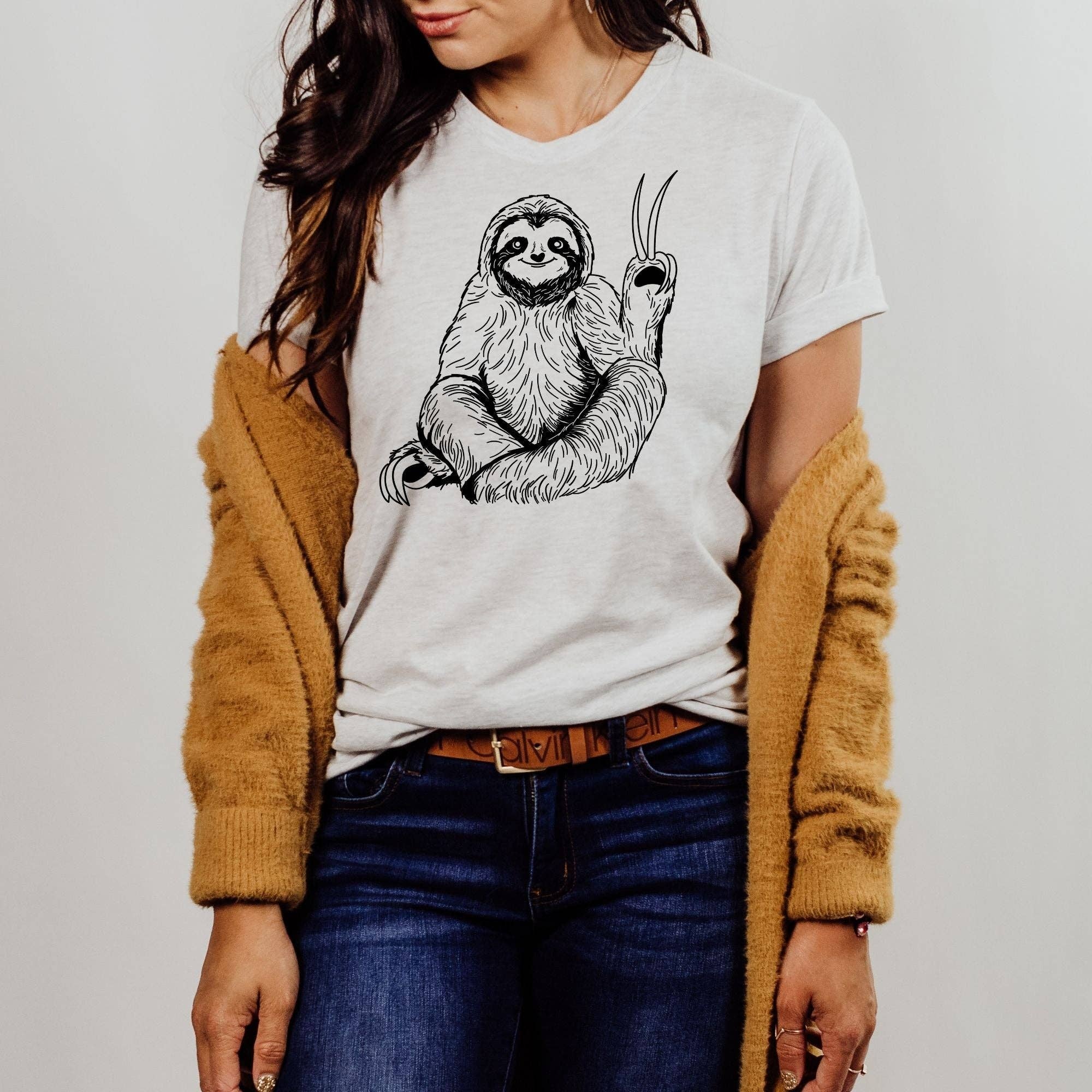 Sloth Peace Sign Tshirt For Men and Women *Unisex Fit*148 Hoodie, Sweatshirt | PodTeesHub.com