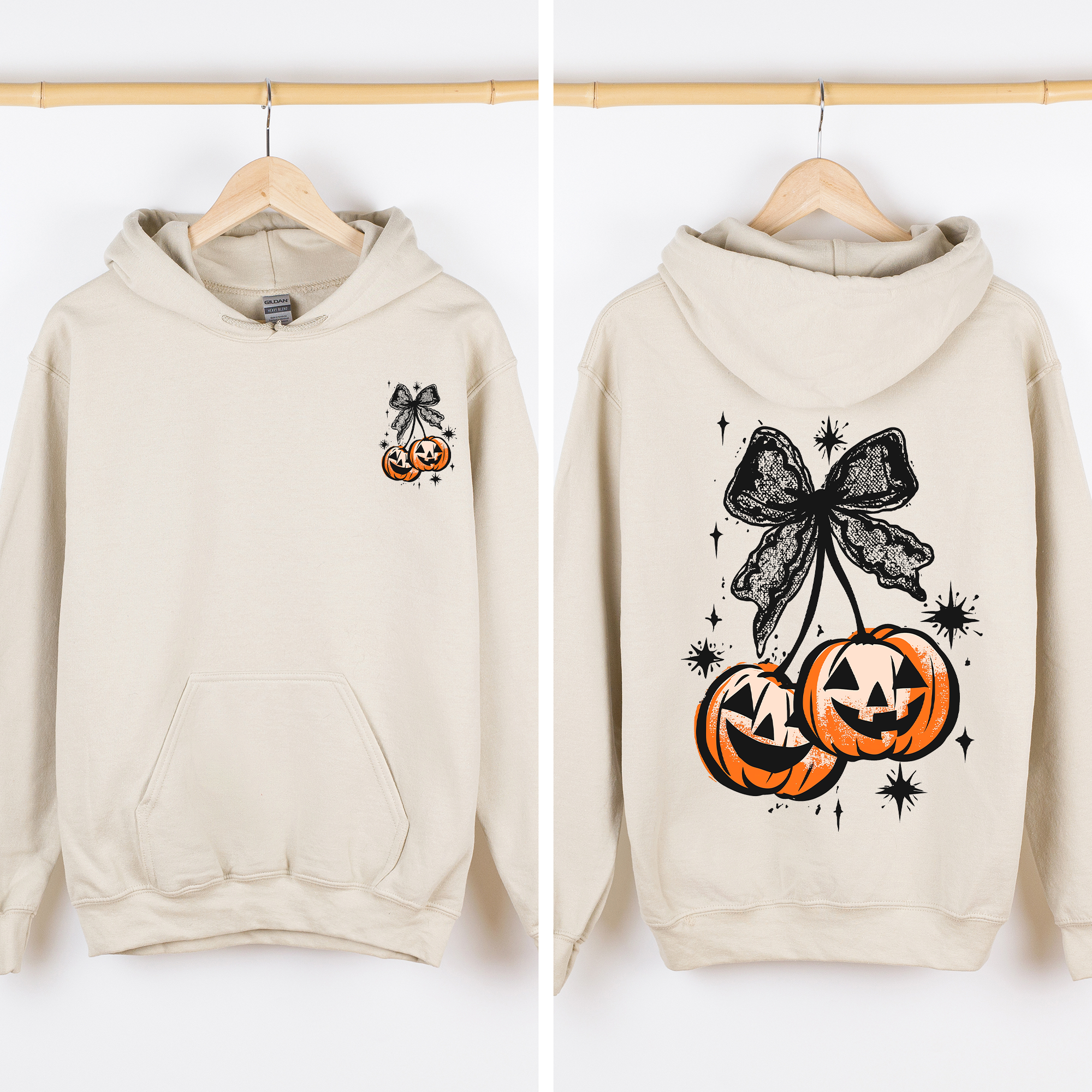 Halloween Cherry Pumpkins, Cute, Front and Back Hoodie T-Shirts, Sweatshirt | PodTeesHub.com