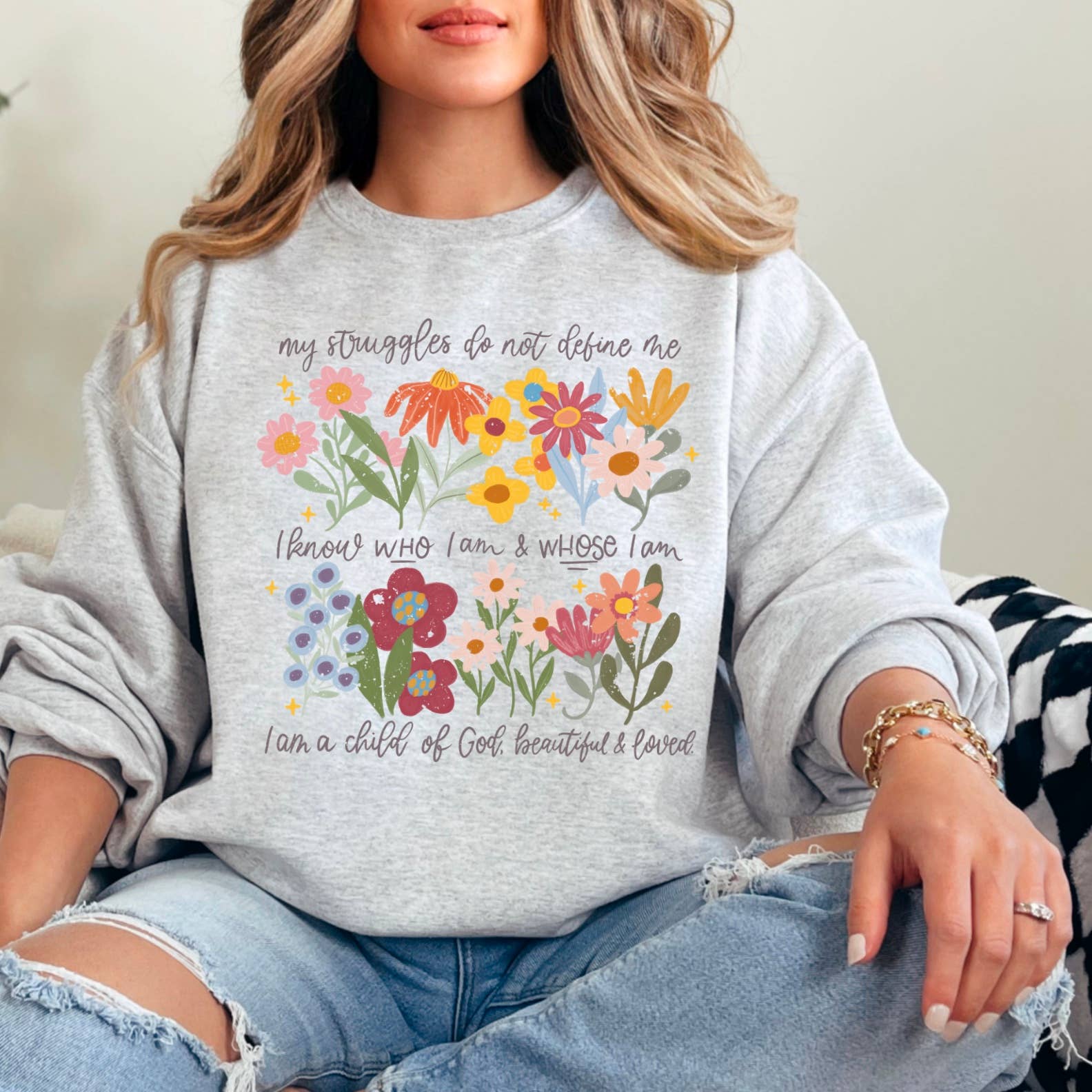 Floral Christian Graphic Sweatshirt | Christian Apparel T-Shirts, Hoodie | PodTeesHub.com