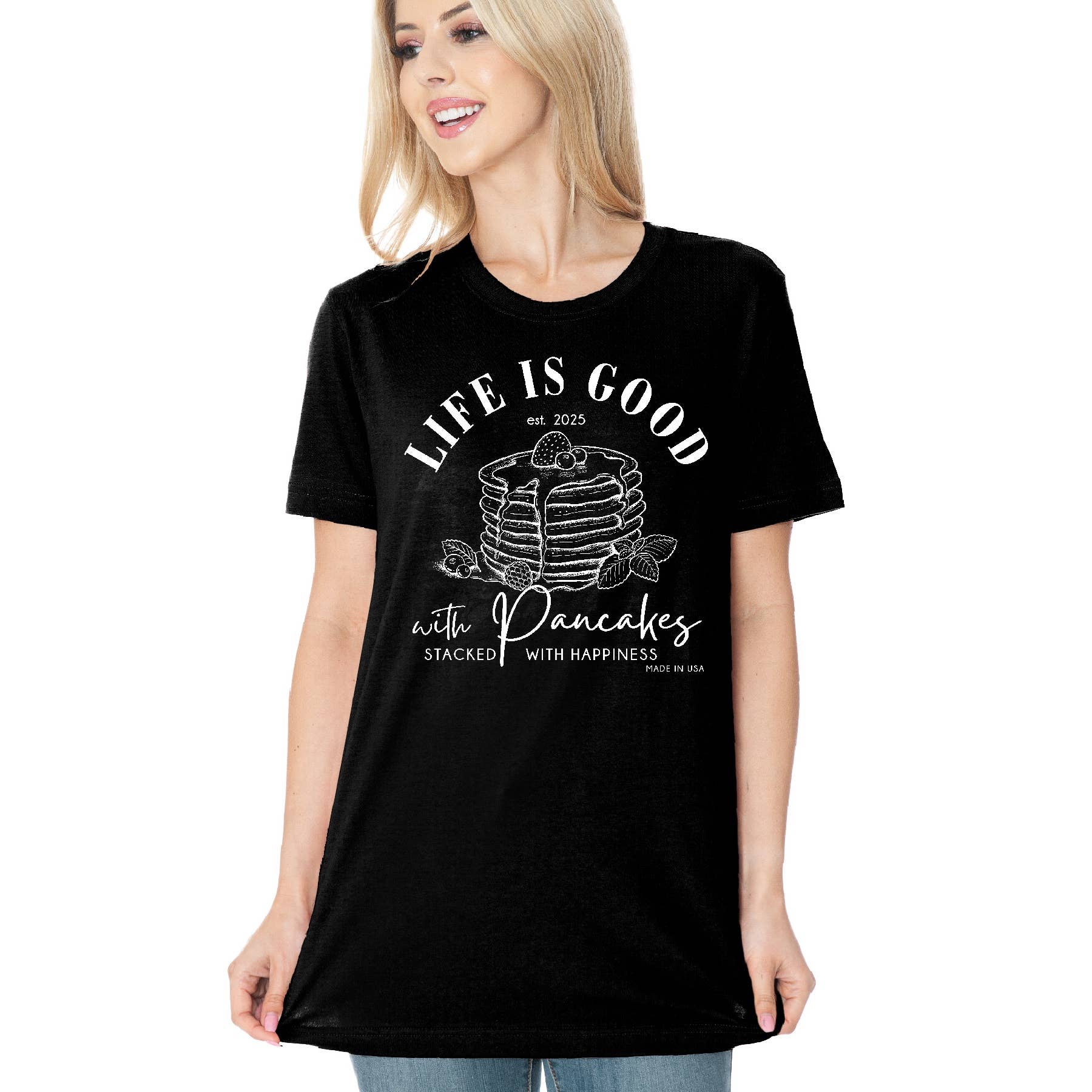 Life Is Good with Pancakes Short Sleeve T Shirt Hoodie, Sweatshirt | PodTeesHub.com