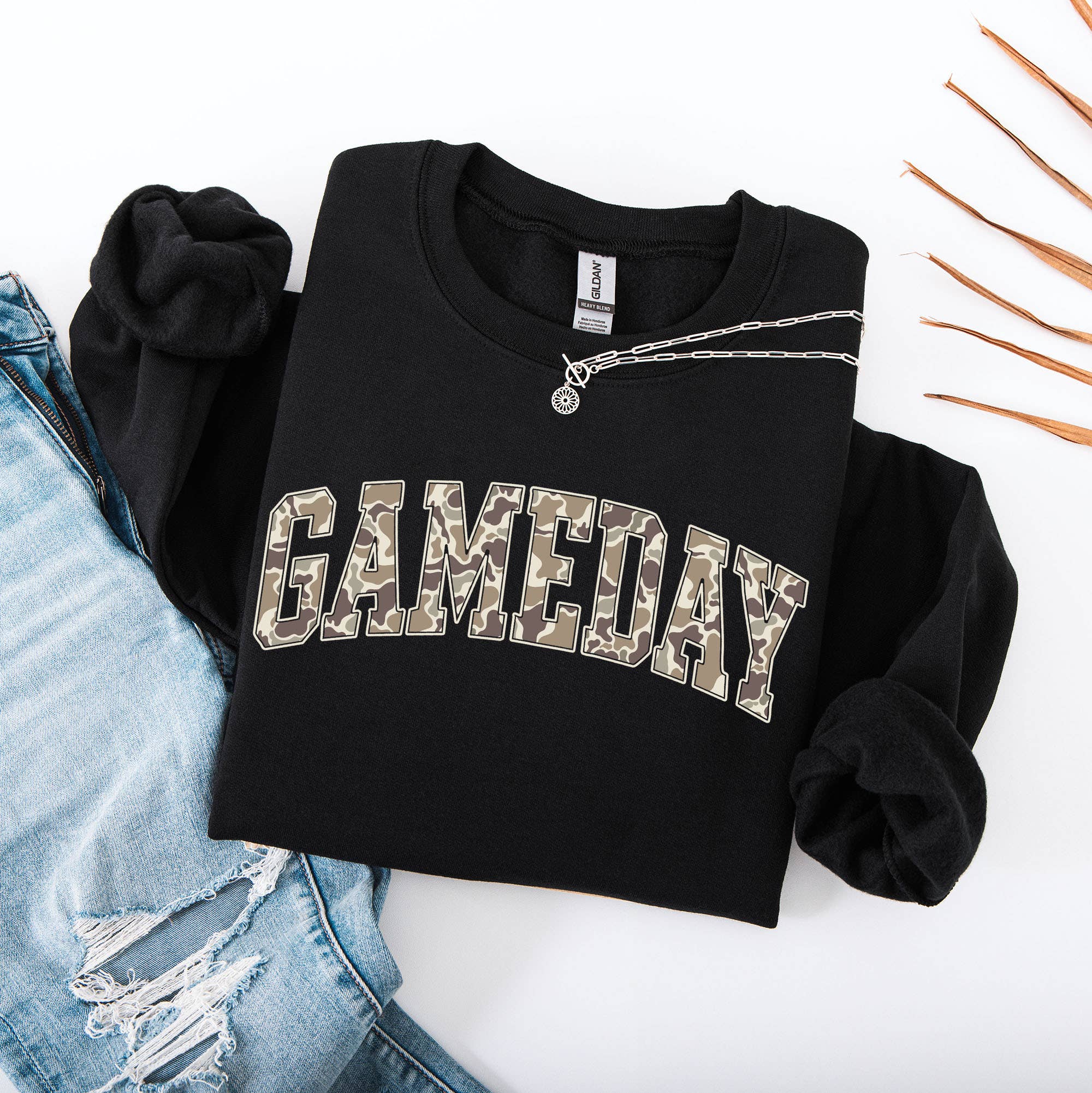 Camo Gameday Sweatshirt, Camo , Game Day Crewneck, Dtf T-Shirts, Hoodie | PodTeesHub.com