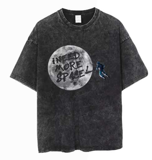 Japanese Brand Y2k Vintage Space Moon Astronaut Print Washed T Shirt Hoodie, Sweatshirt | PodTeesHub.com