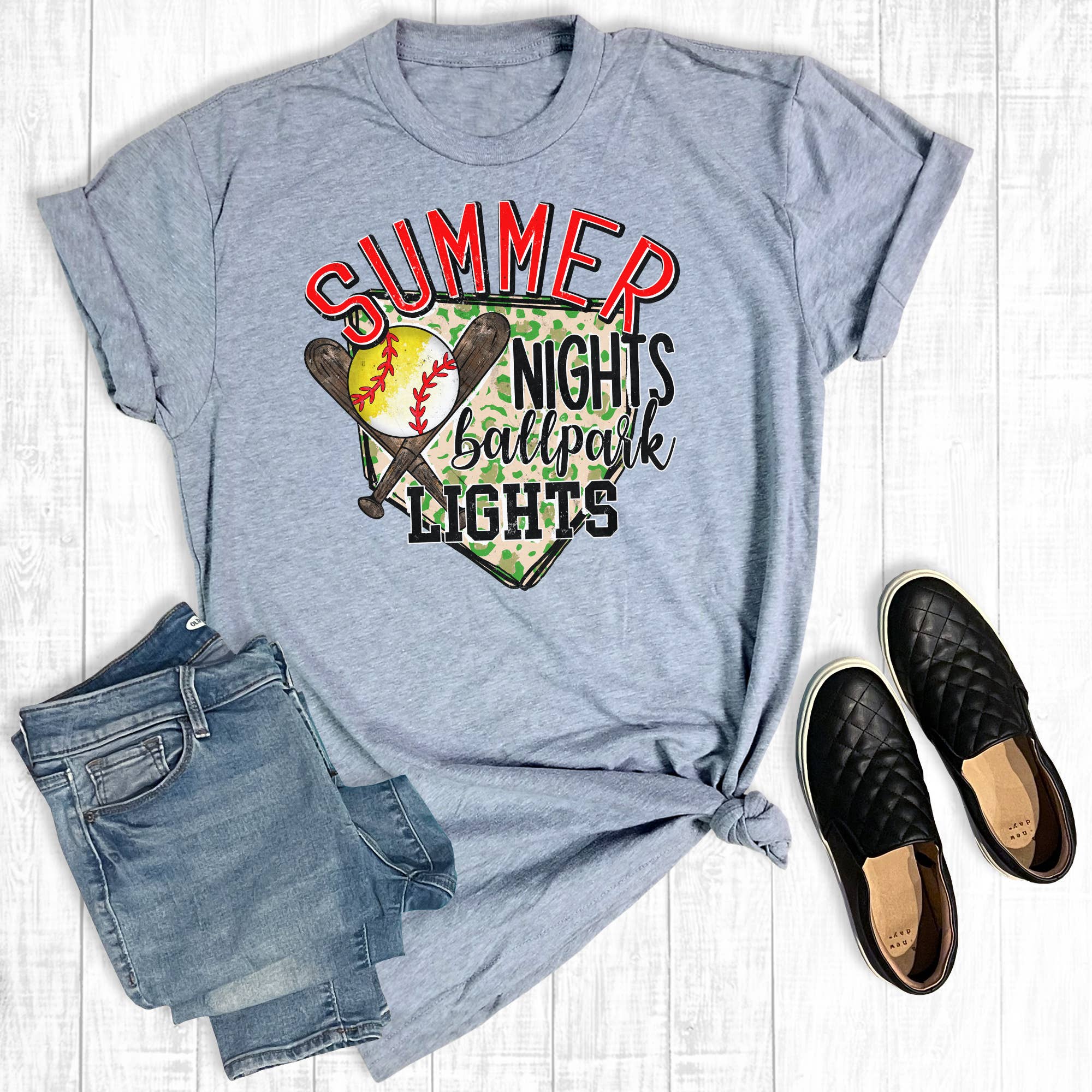 Summer Nights Ball Park Lights Baseball Softball Graphic Tee Hoodie, Sweatshirt | PodTeesHub.com