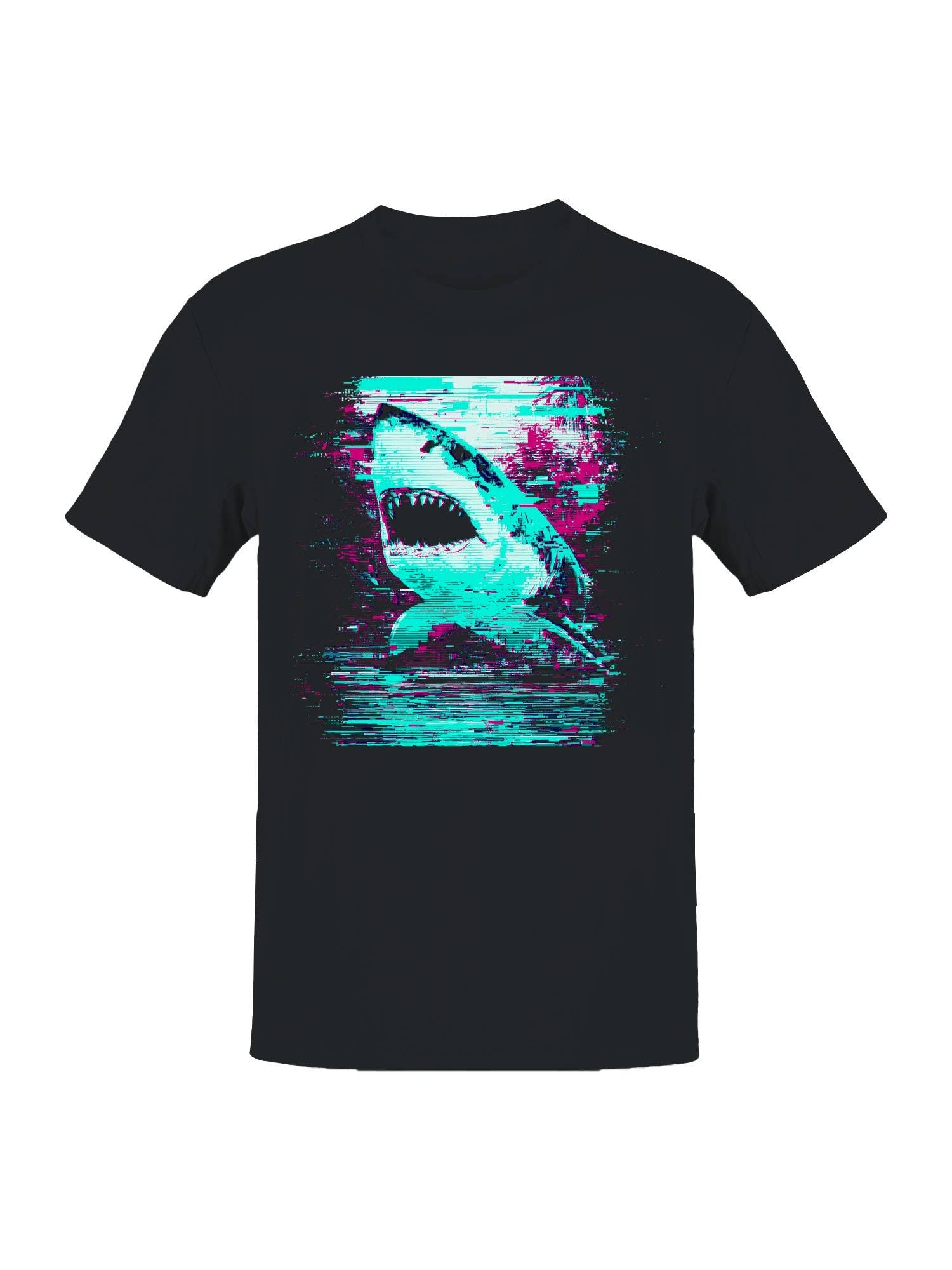 Neon Glitch Shark Art Men's T-Shirt Hoodie, Sweatshirt | PodTeesHub.com