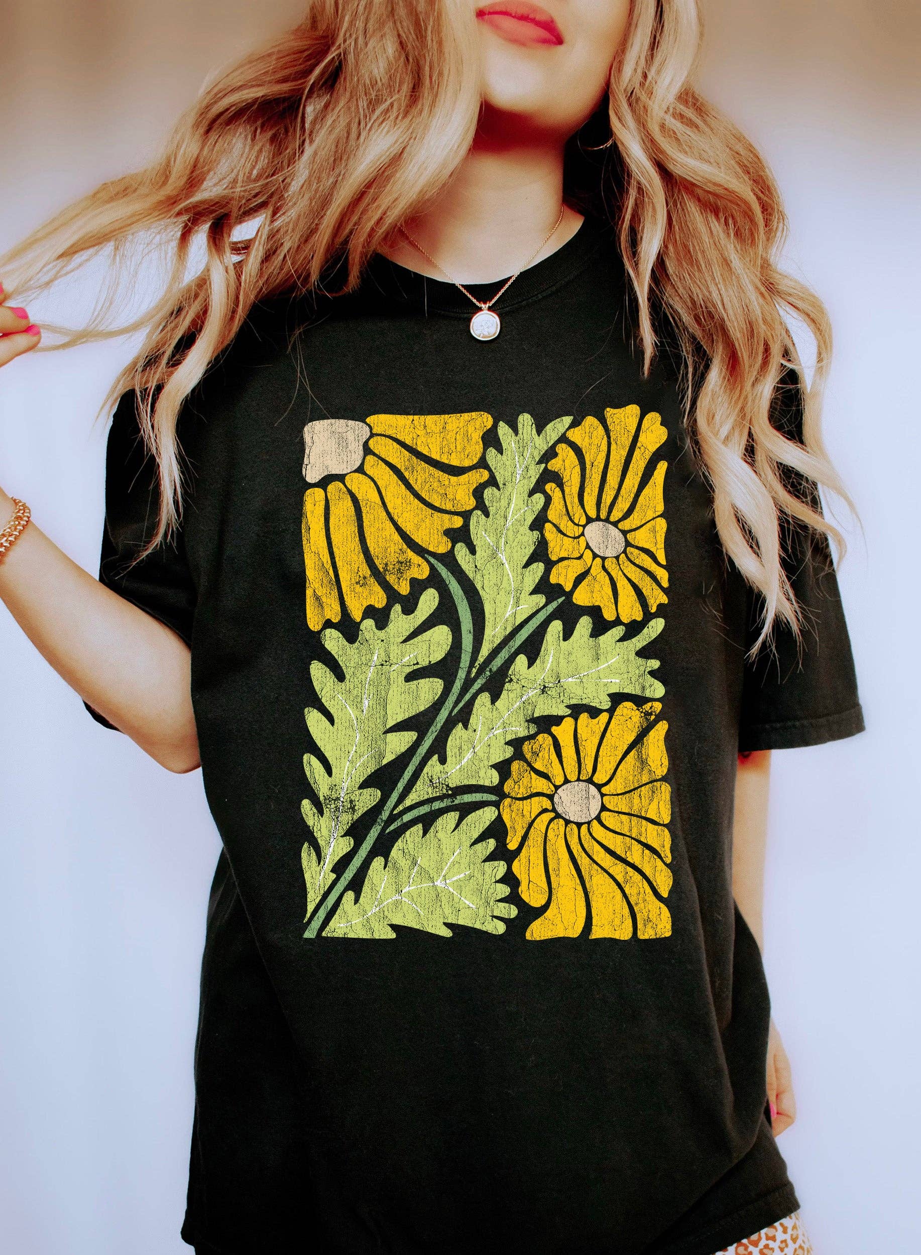 Boho Floral Pattern Gr Vintage T-Shirt Hoodie, Sweatshirt | PodTeesHub.com