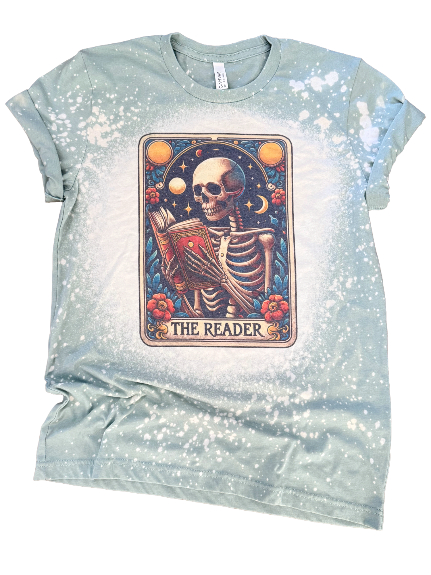 The Reader - Skeleton Tarot Card Bleached Tee Hoodie, Sweatshirt | PodTeesHub.com