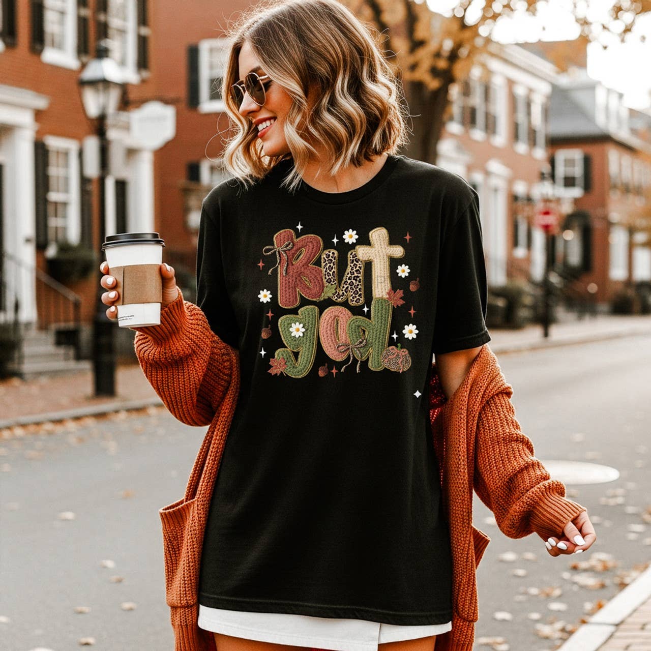 Faux Yarn But God Fall Tee Hoodie, Sweatshirt | PodTeesHub.com