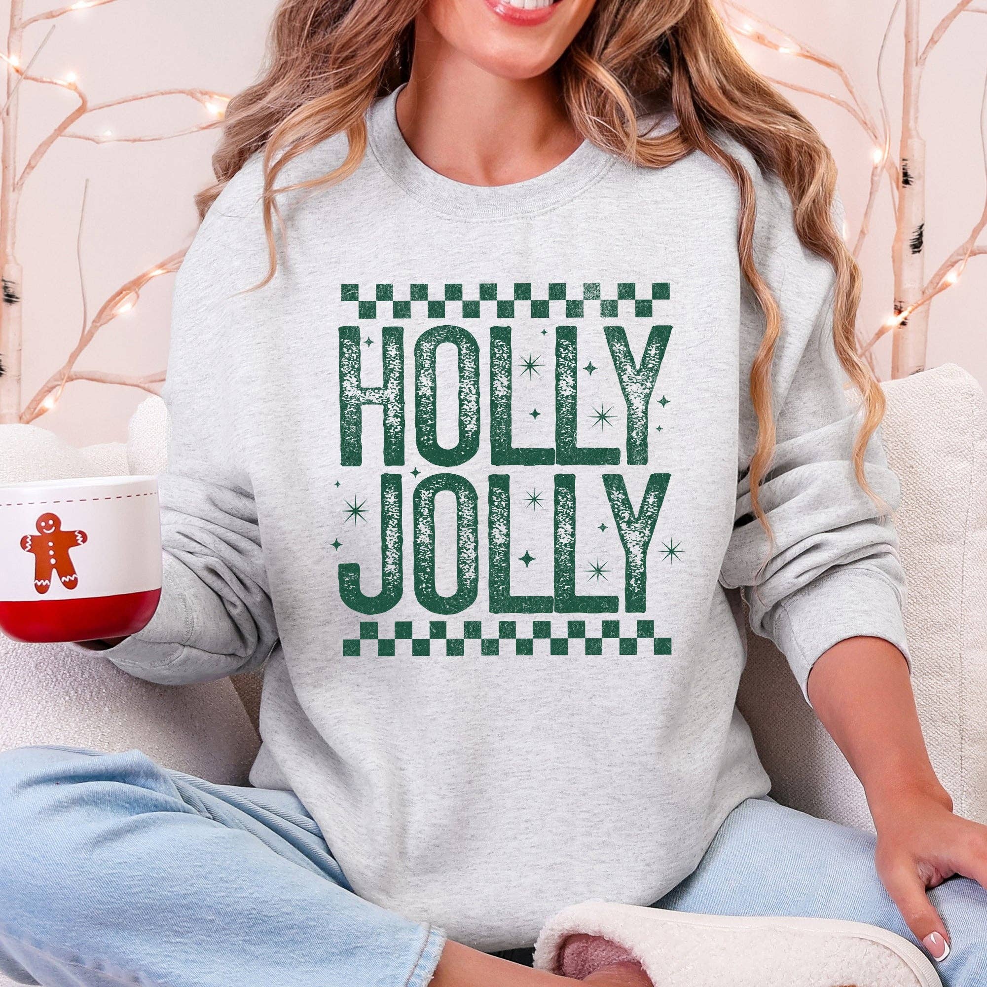 Holly Jolly, Christmas, Retro, Vintage, Cute, Sweatshirt T-Shirts, Hoodie | PodTeesHub.com