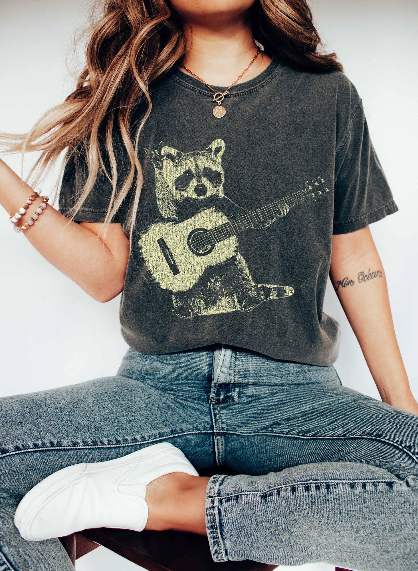Raccoon Playing Guitar Music T-Shirt Hoodie, Sweatshirt | PodTeesHub.com