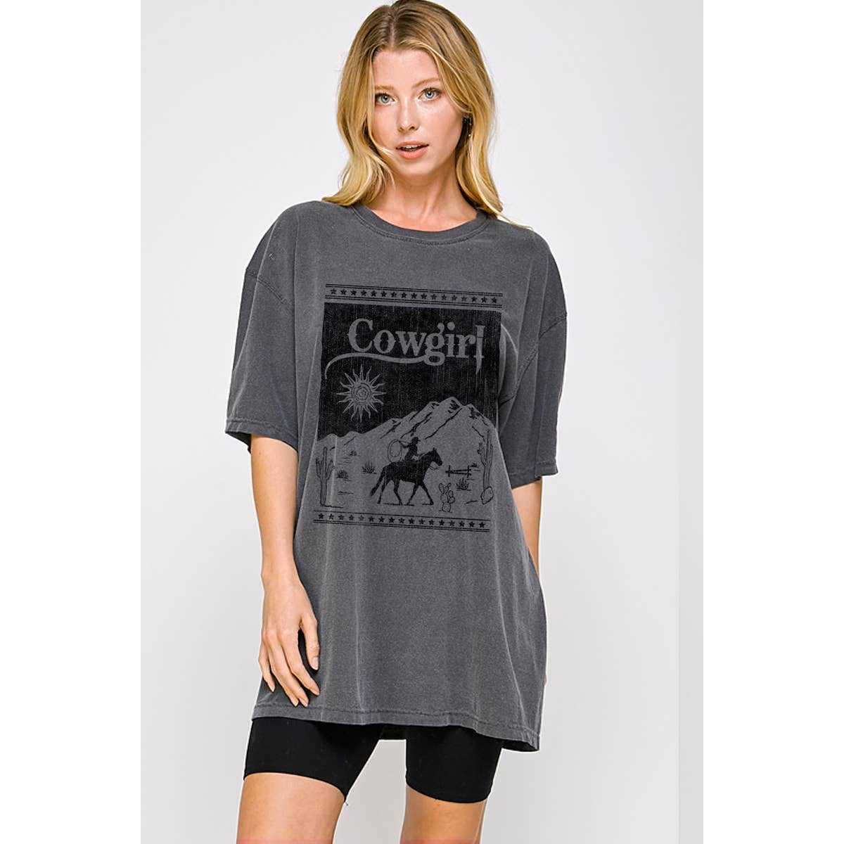 Cowgirl Graphic Oversized Tee Hoodie, Sweatshirt | PodTeesHub.com
