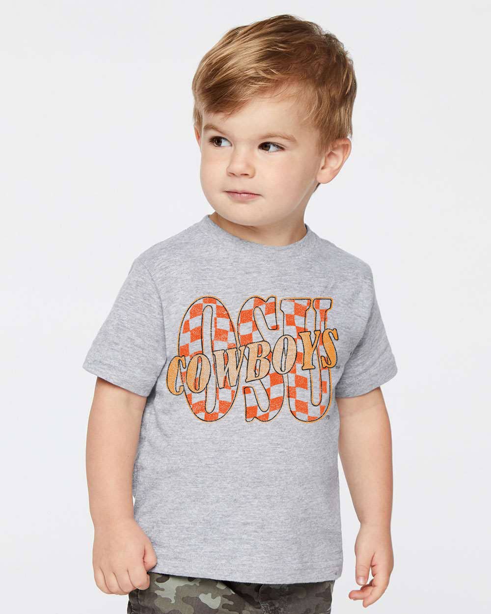Children's Osu Cowboys Twisted Check Heather Gray Tee Hoodie, Sweatshirt | PodTeesHub.com
