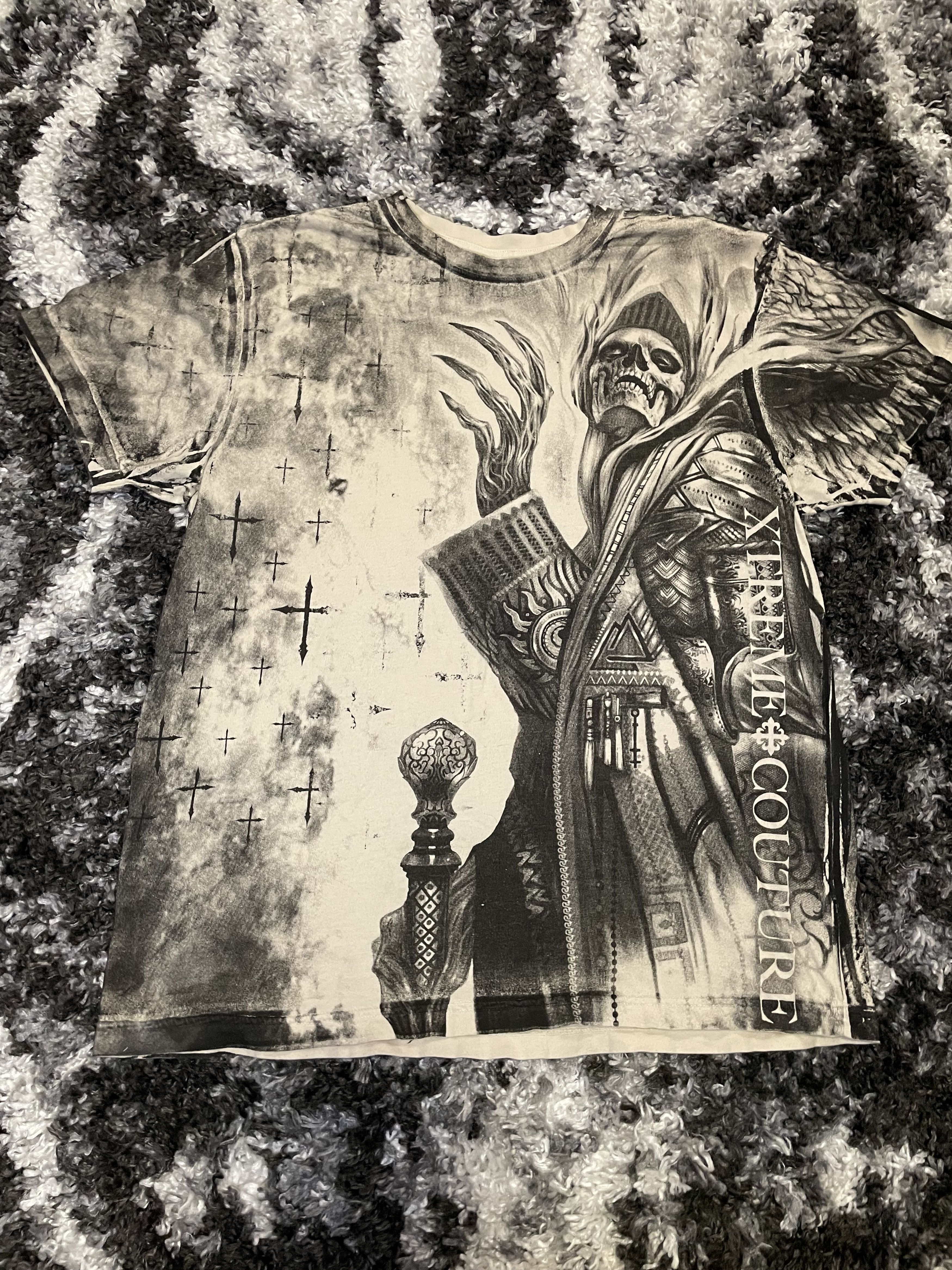 Other Xtreme Couture Grim Reaper All Over Print Tee M Hoodie, Sweatshirt | PodTeesHub.com