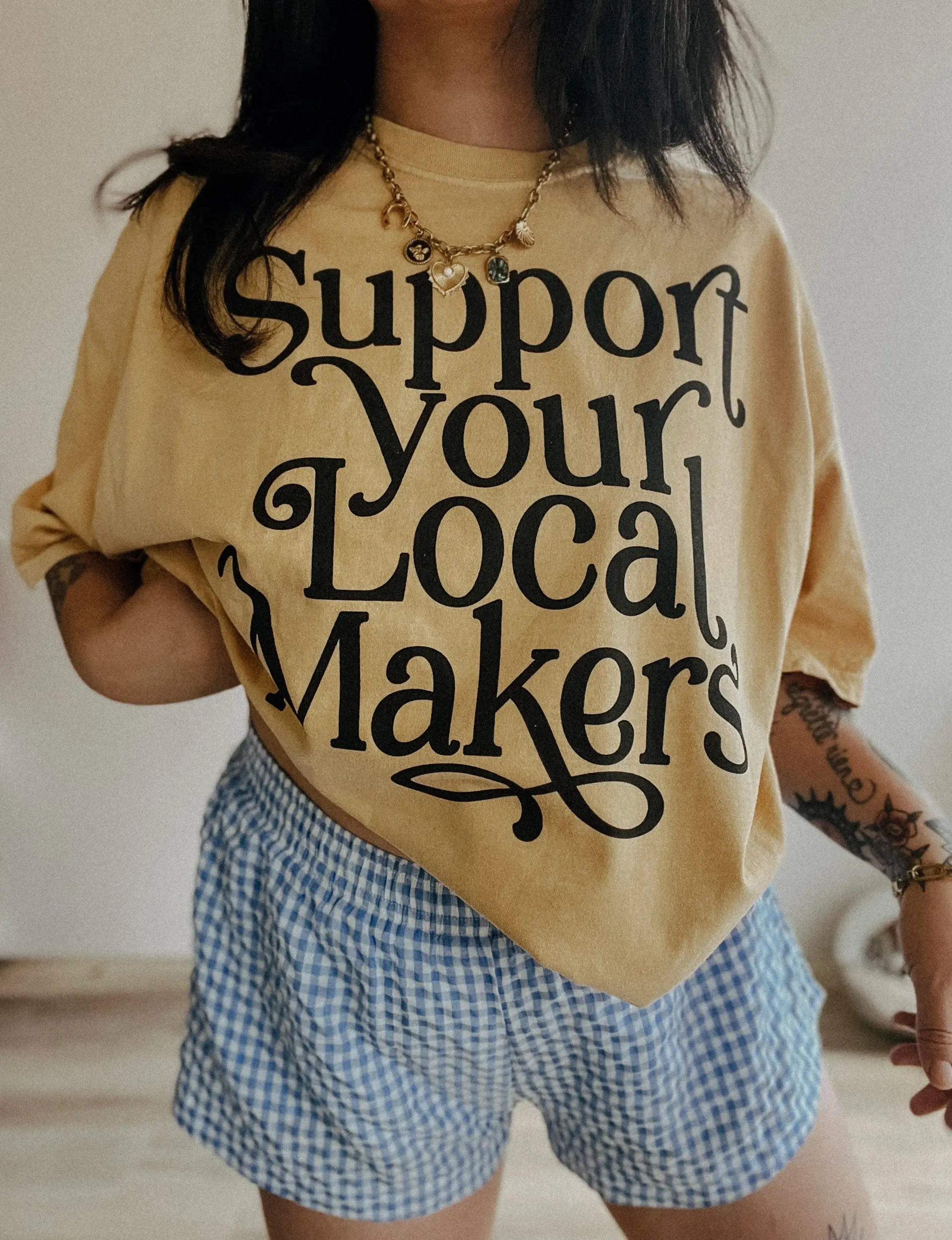 Support Your Local Makers Small Biz Graphic Tee - Mustard Hoodie, Sweatshirt | PodTeesHub.com
