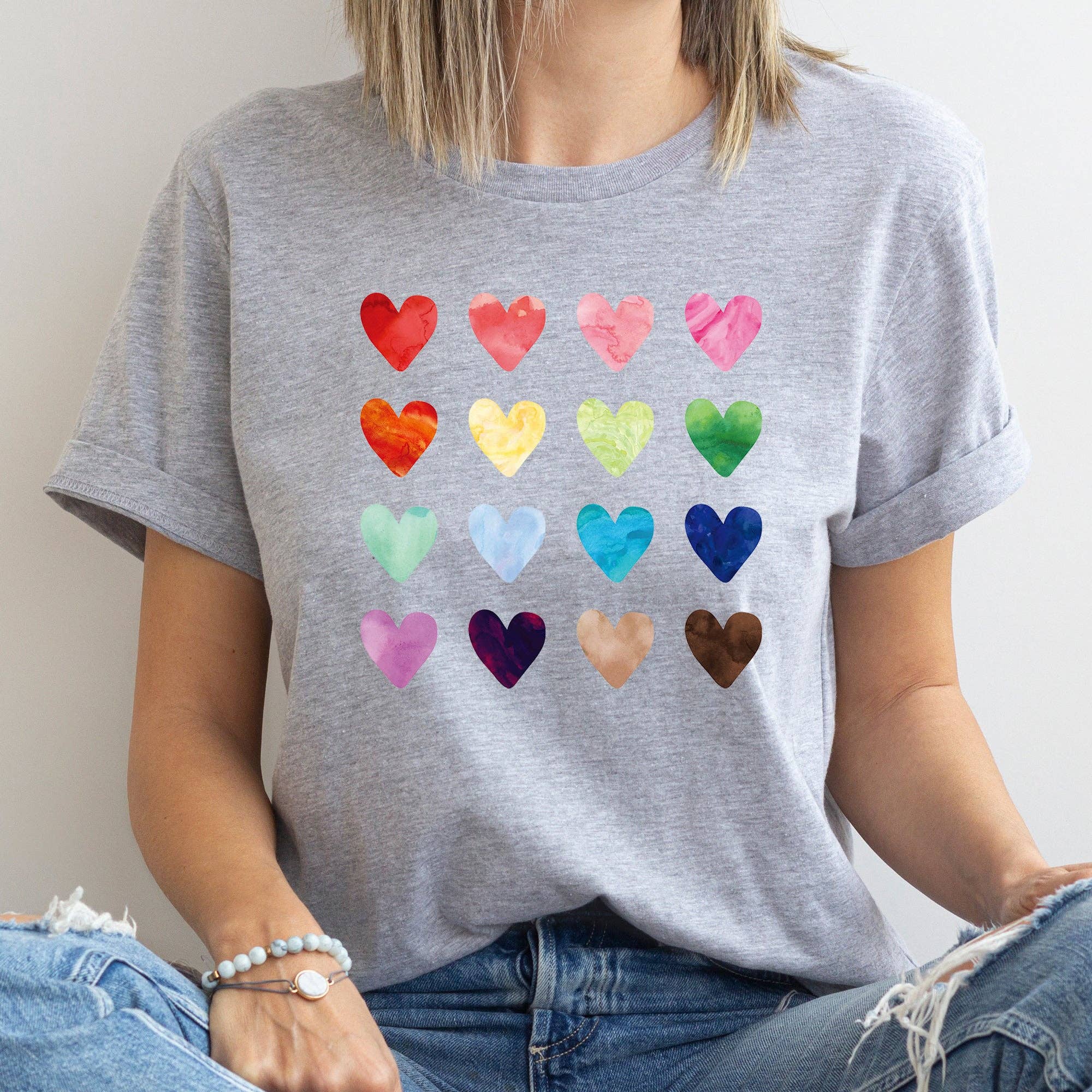Colorful Hearts, Rainbow, Love, Super Soft Tshirt, Valentine Hoodie, Sweatshirt | PodTeesHub.com