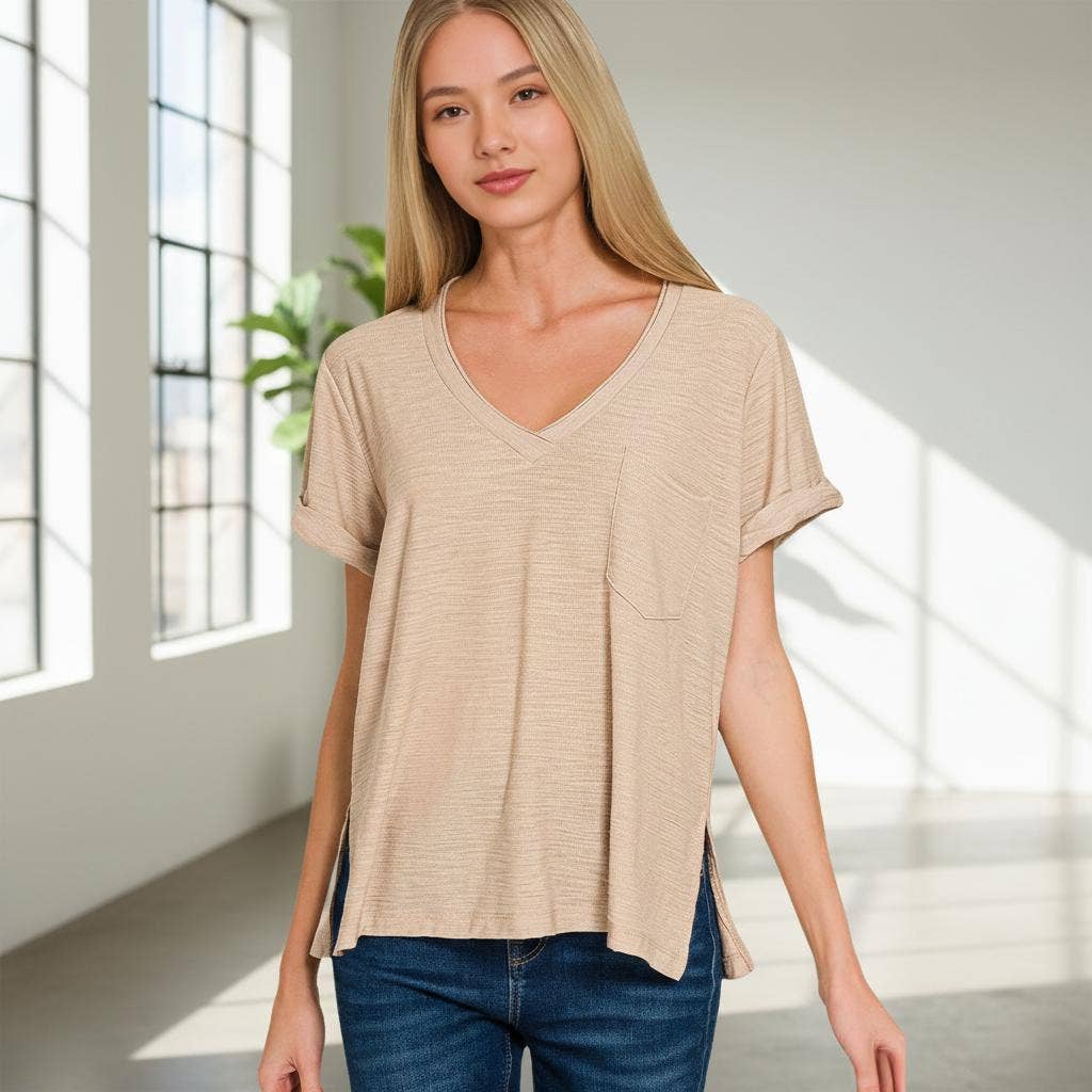 1229 Slub Rolled Short Sleeve V Neck Tee SI-29268 Hoodie, Sweatshirt | PodTeesHub.com