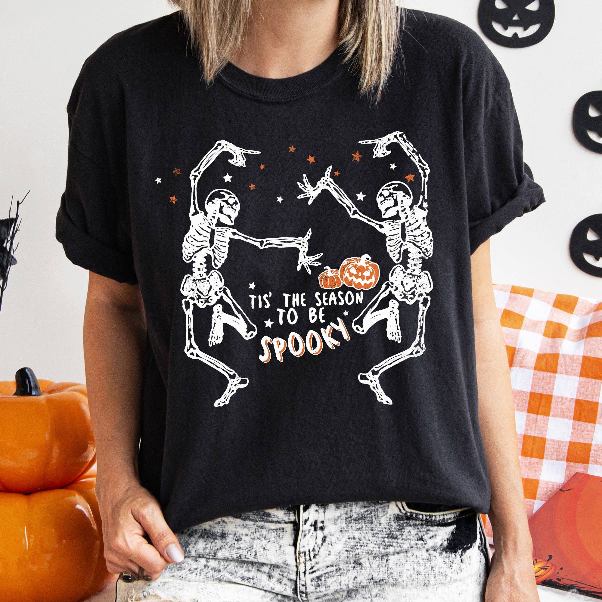 Tis the Season Dancing Skeletons Halloween T-Shirt Hoodie, Sweatshirt | PodTeesHub.com