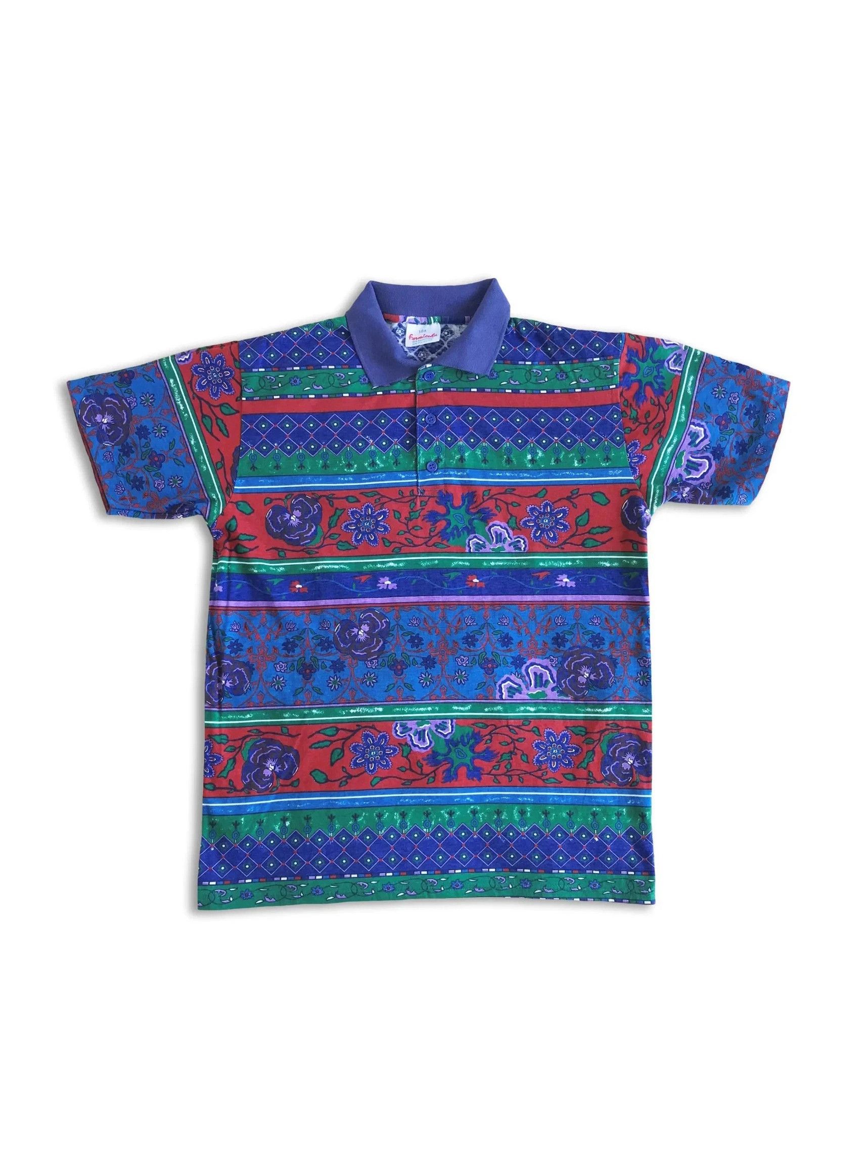 Vintage 80s 90s Polo Shirt Tee Multicolor Abstract Tribal Hoodie, Sweatshirt | PodTeesHub.com
