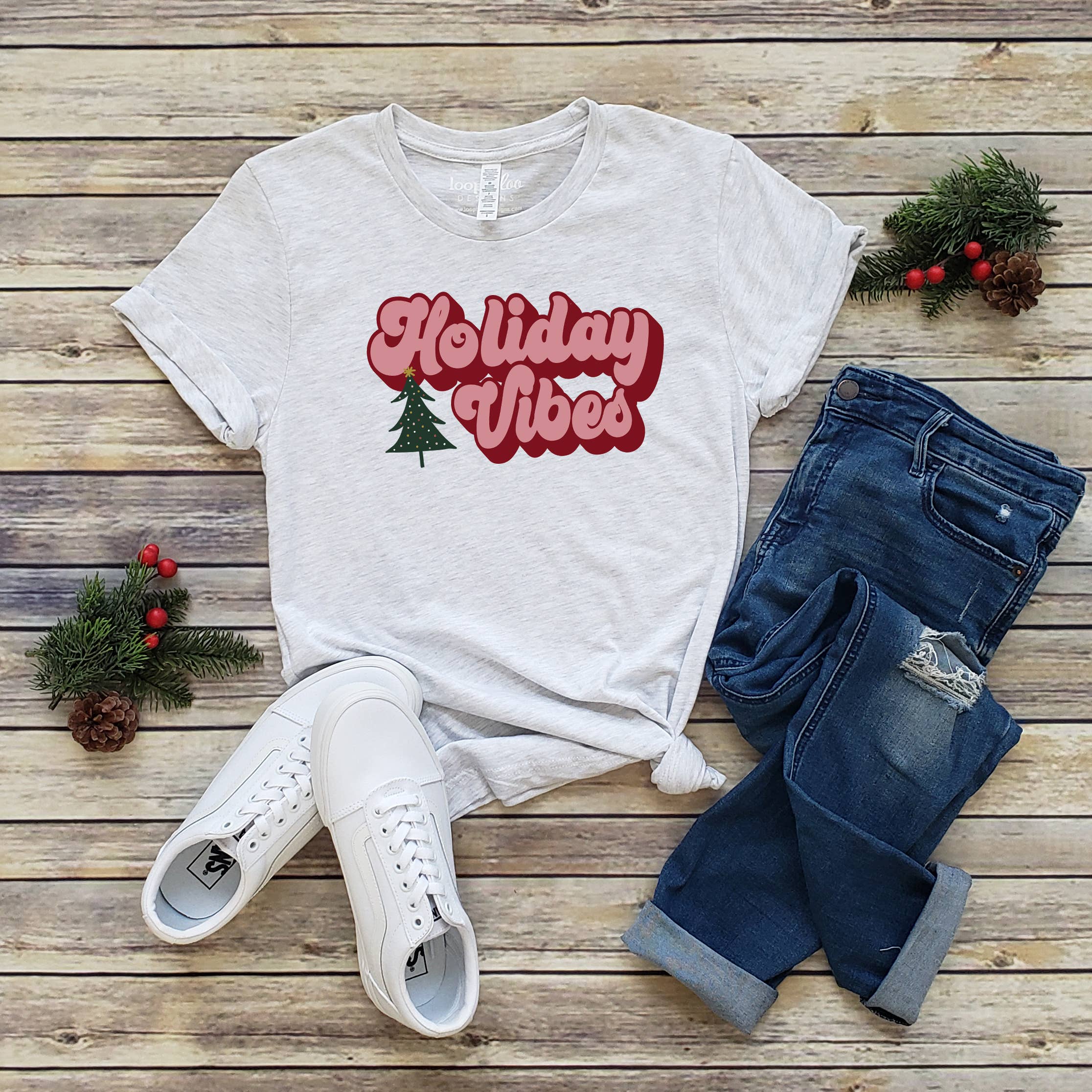 Holiday Vibes Tee | Christmas | Sizes XS-2XL Hoodie, Sweatshirt | PodTeesHub.com