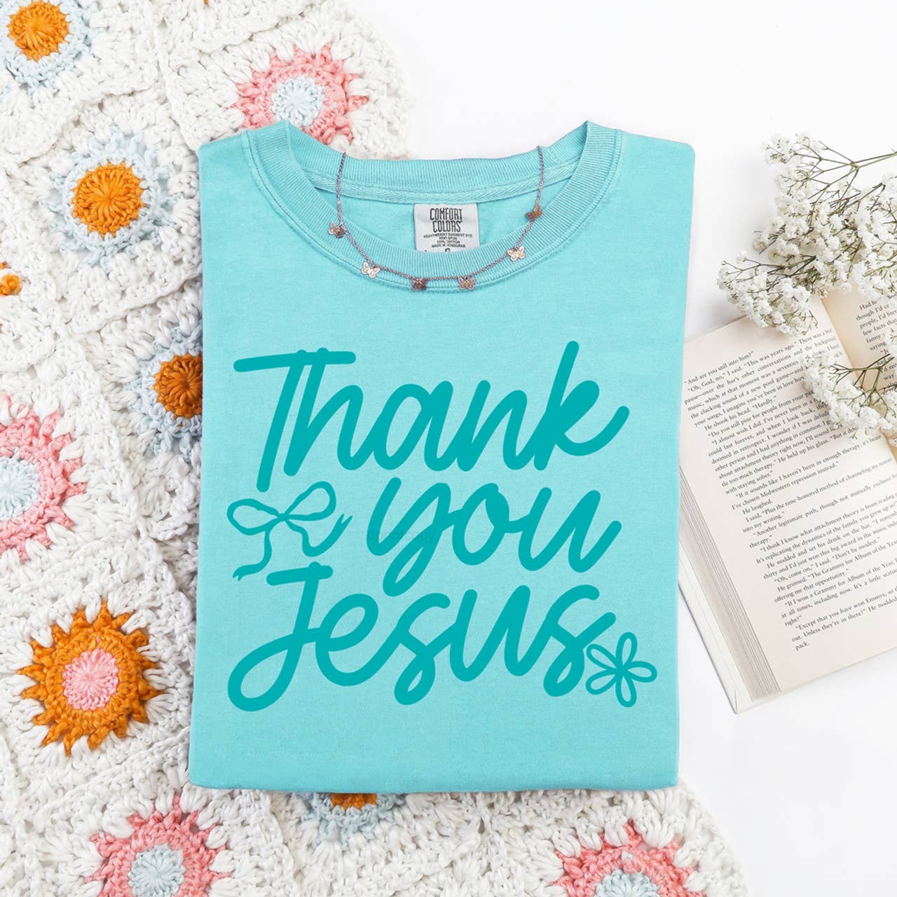 Thank You Jesus Teal Tee Hoodie, Sweatshirt | PodTeesHub.com
