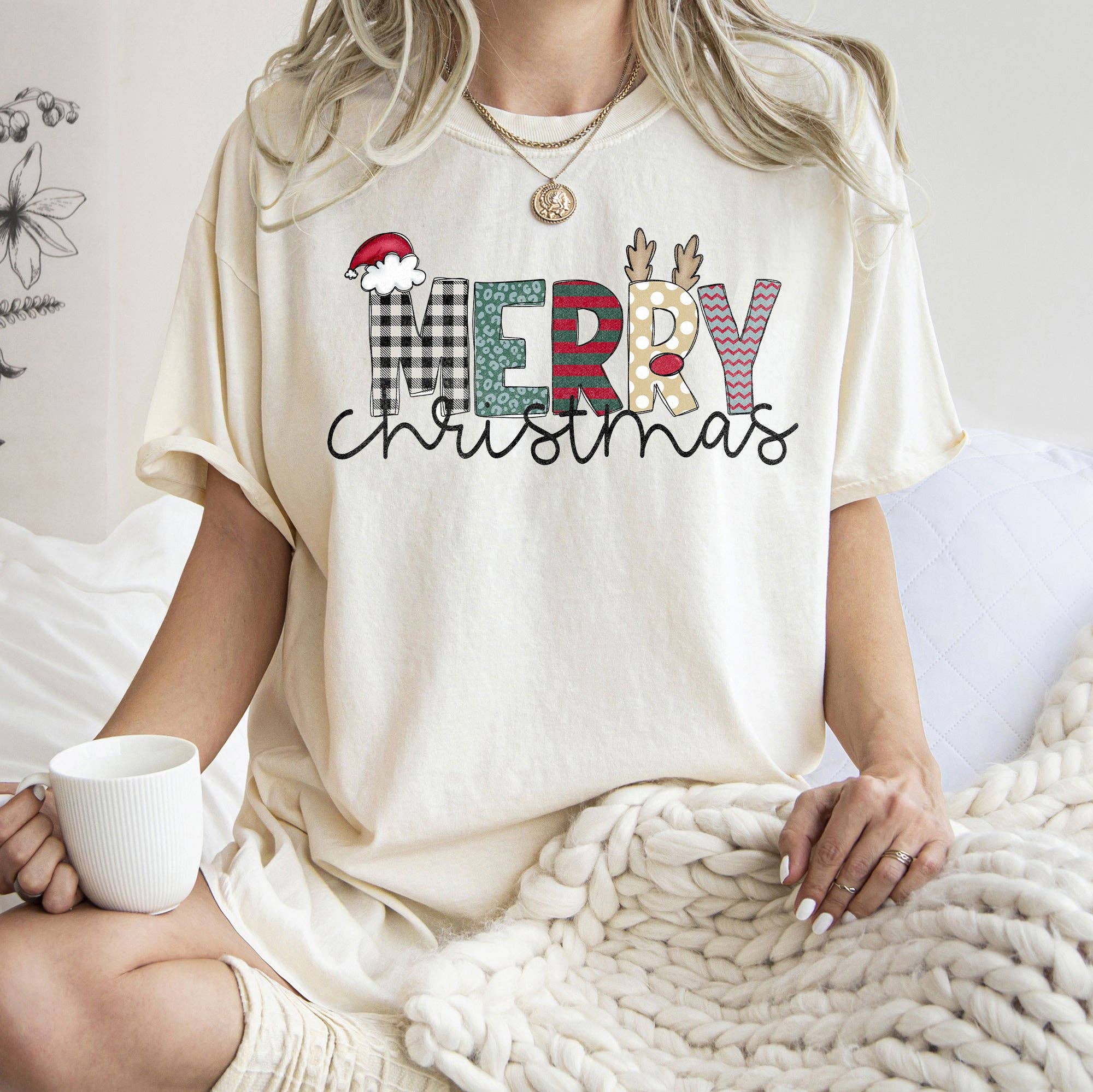 Merry Christmas, Funny Text, Santa , Comfort Colors Tshirt Hoodie, Sweatshirt | PodTeesHub.com