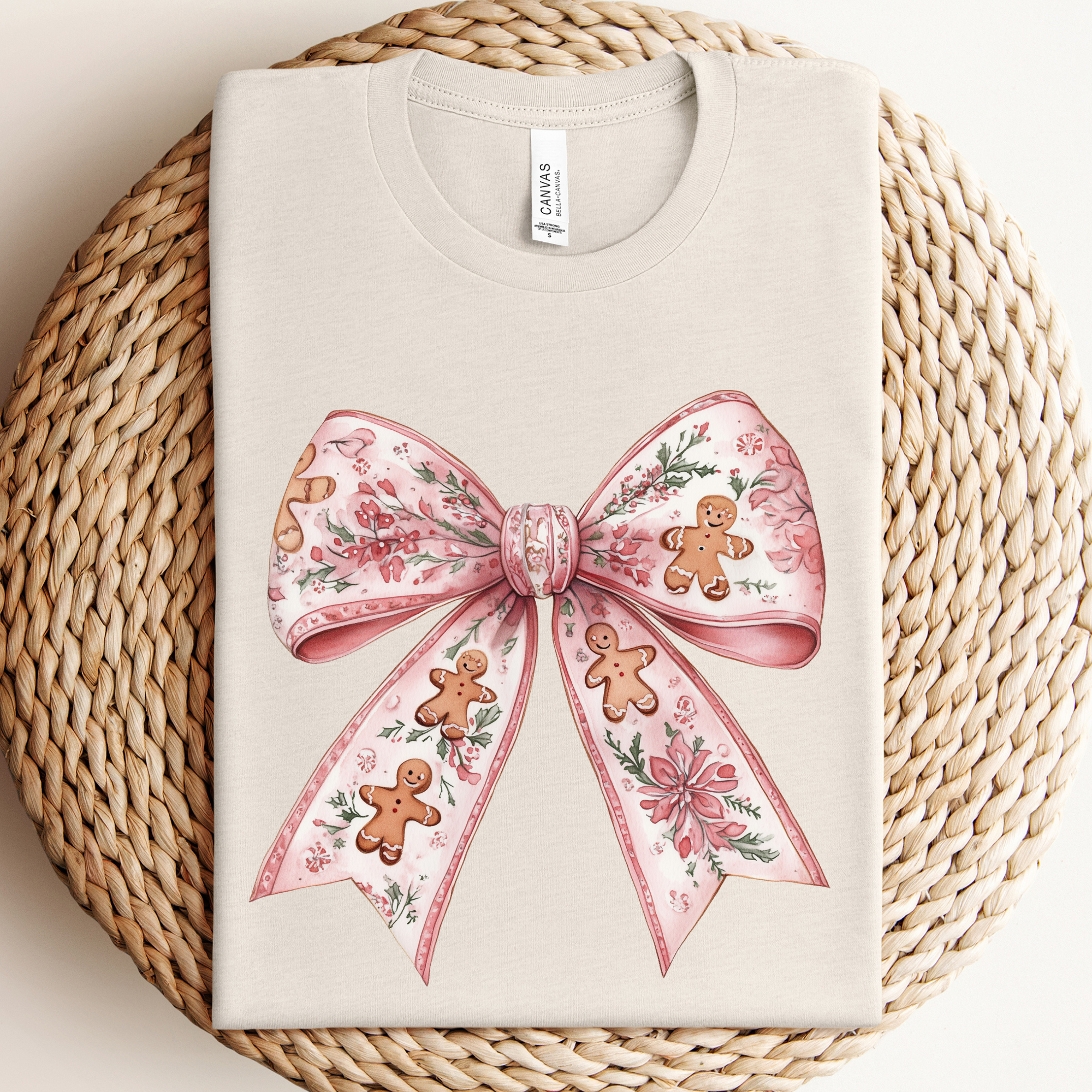 Gingerbread Bow Graphic Tee Hoodie, Sweatshirt | PodTeesHub.com