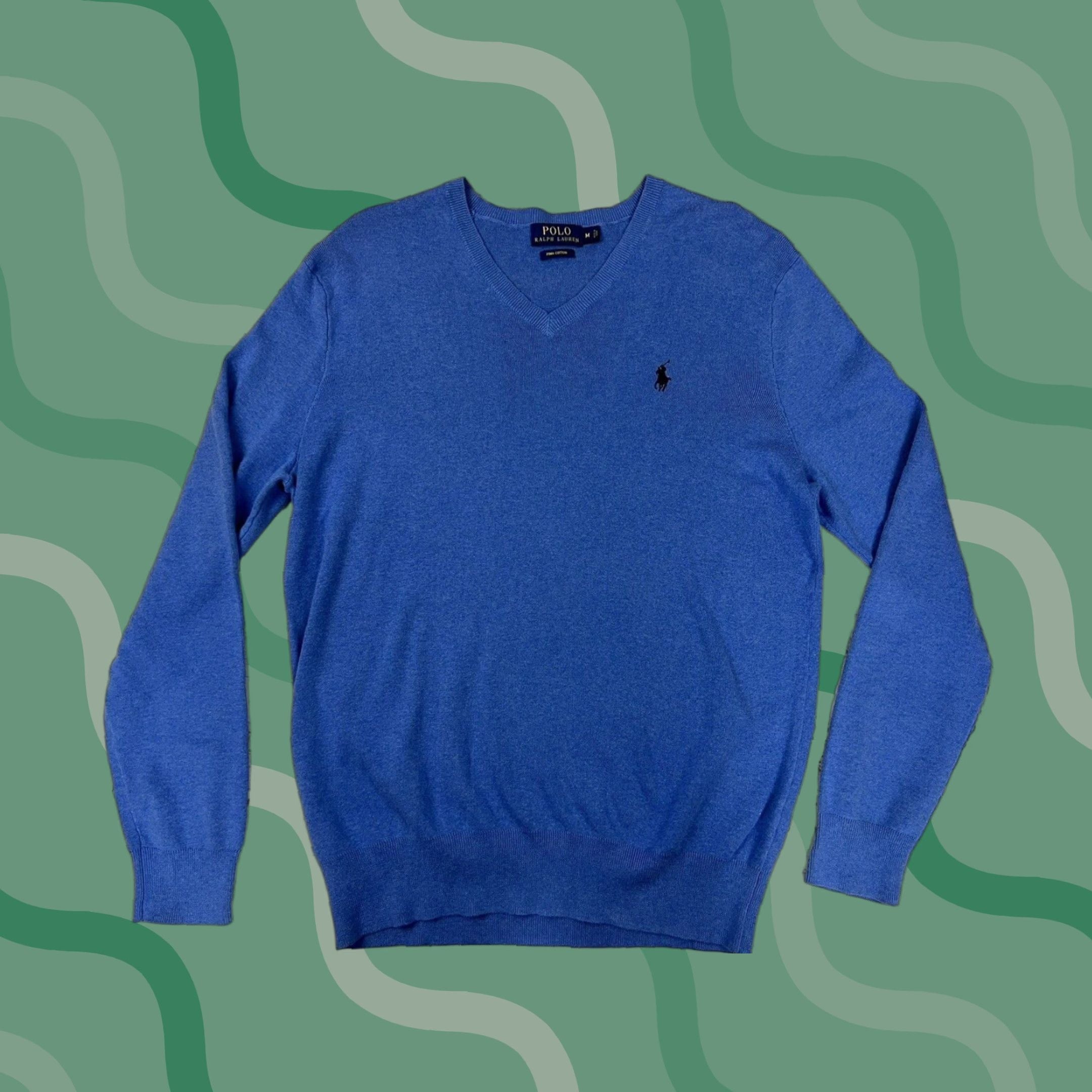 Ralph Lauren Polo Ralph Lauren Men S Blue Pima Cotton Long Sleeve V Neck Pullover Sweater M T-Shirts, Hoodie, Sweatshirt