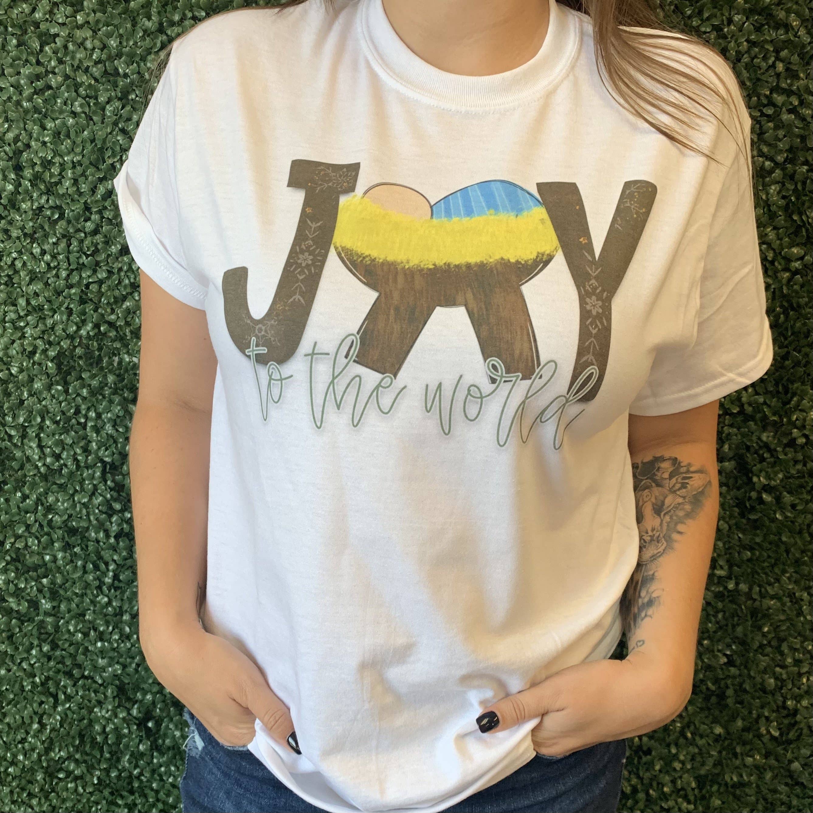Joy To the World On White Tee Hoodie, Sweatshirt | PodTeesHub.com
