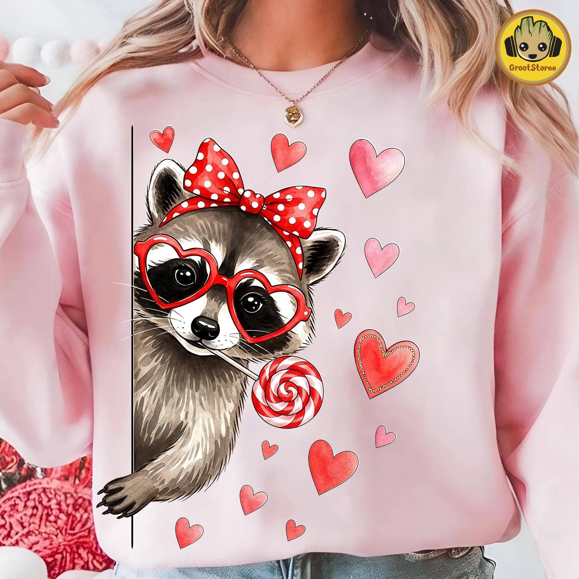 Feral Raccoon Valentine's Day Shirt Design Hoodie, Sweatshirt | PodTeesHub.com