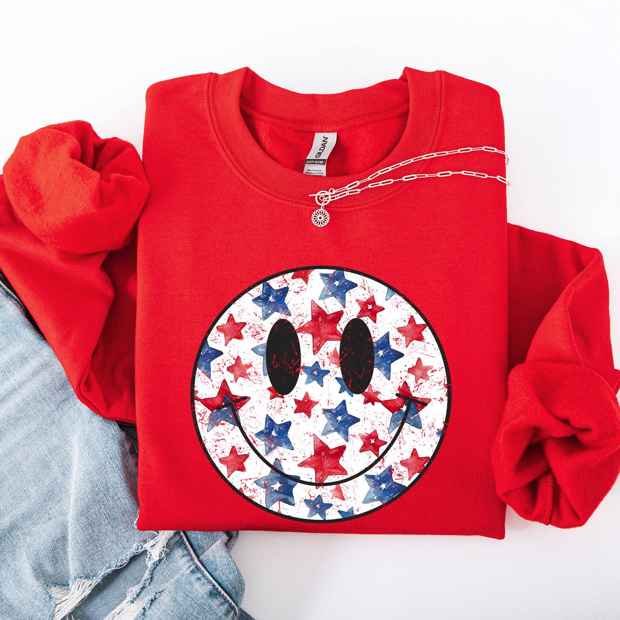 Retro Smiley Patriotic America, USA, 4th of July Sweatshirt T-Shirts, Hoodie | PodTeesHub.com